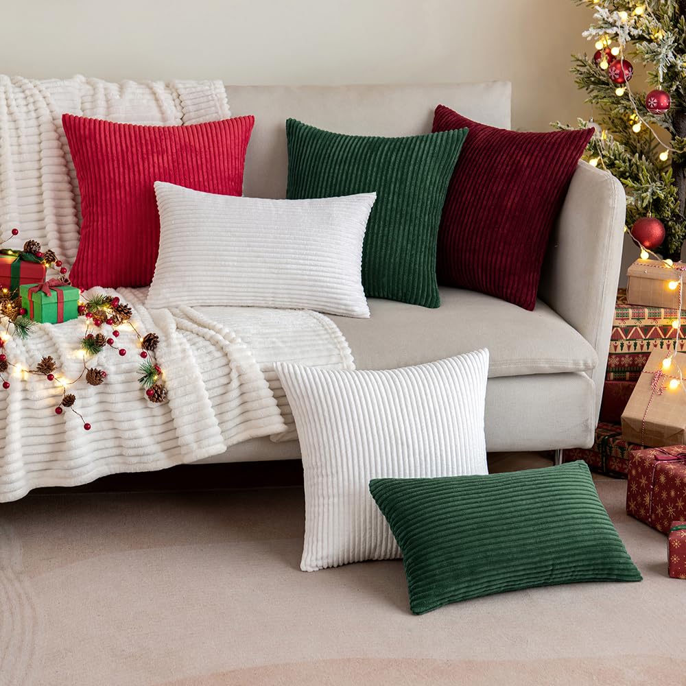 MIULEE Christmas Corduroy Throw Pillow Covers Set of 2 18x18 Army Green 🍁 All In One Marketplace Canada