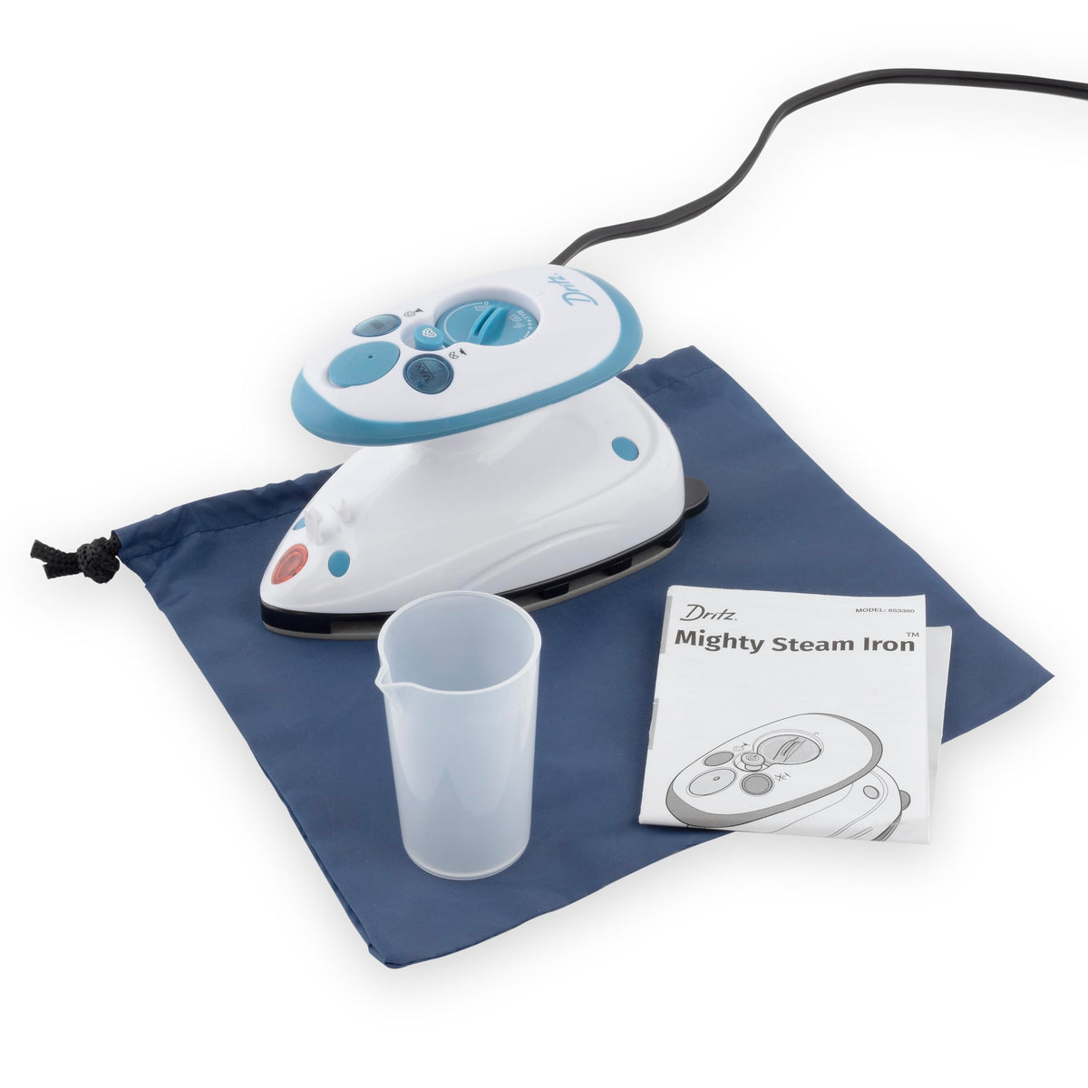 Dritz Mighty Travel Steam Iron: Mini Iron for Quilting, Crafts & Sewing, Compact Portable Travel Steamer for Home & On-The-Go Use