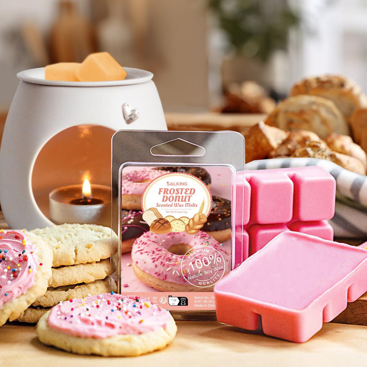 Bakery Scented Wax Melts, Soy Wax Melts, Strong Scented Wax Cubes Gift Set for Wax Warmer, Chocolate Cookie, Apple Bread, Vanilla Almond Biscuit, Donut, Pumpkin Pie, Coconut, Birthday Cake, Smores 🍁 All In One Marketplace Canada