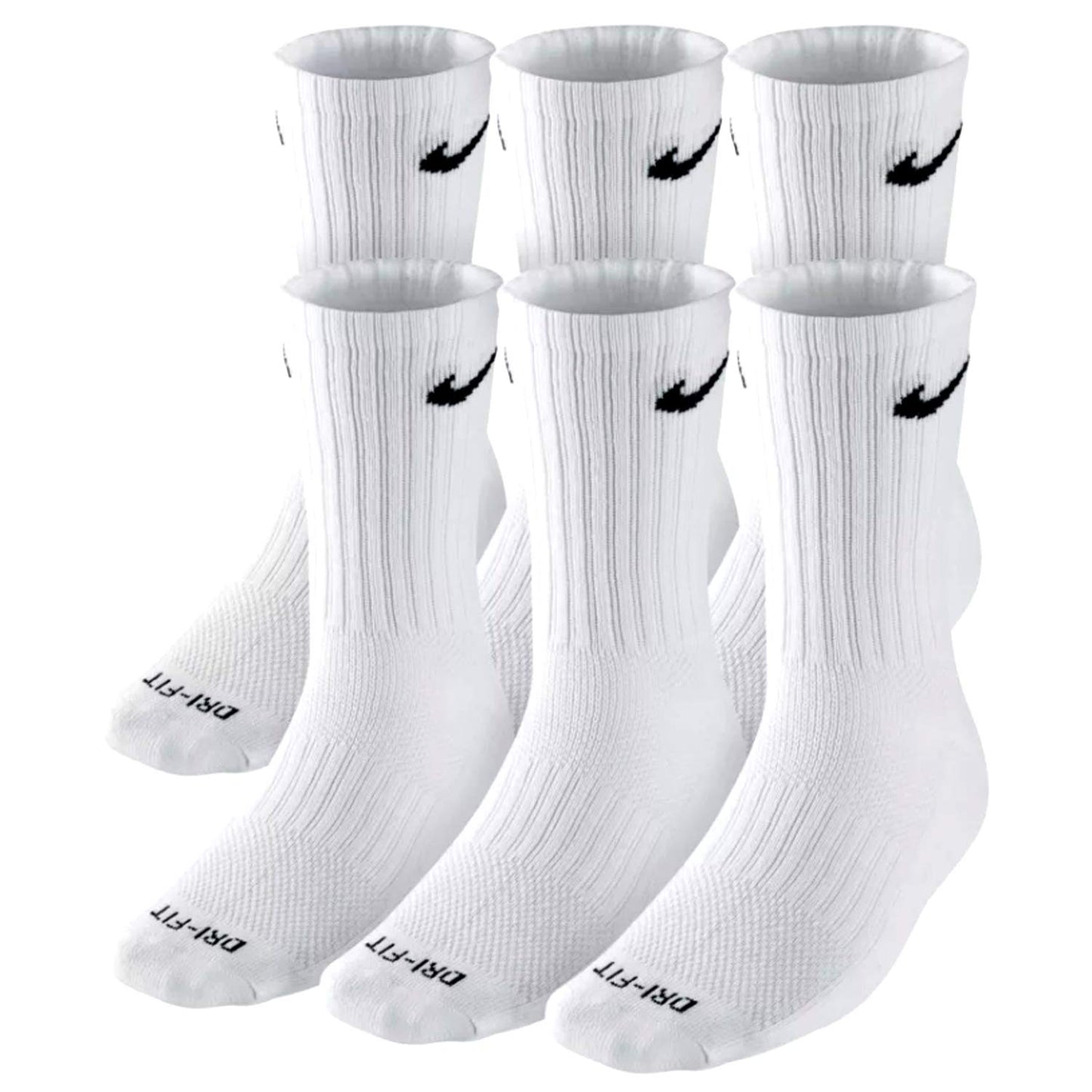 NIKE Plus Cushion Socks (6-Pair) (L (Men's 8-12 / Women's 10-13), Crew White) Nike