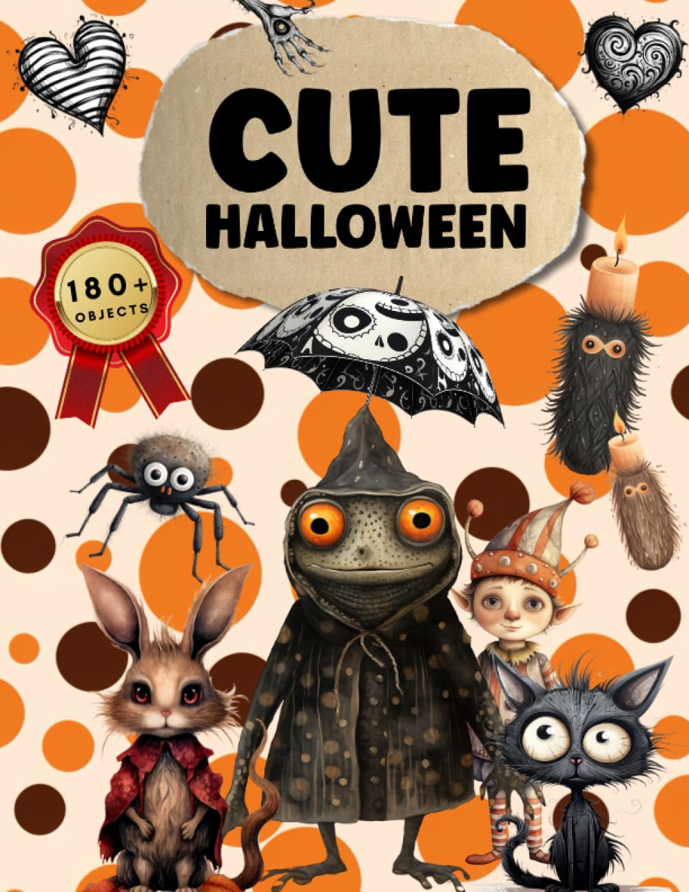 Découpages et collages d'éphémères d'Halloween mignons : images de haute qualité de grenouilles et de bougies pour les loisirs créatifs, le scrapbooking, les techniques mixtes, les junk journals, l'art décoratif, les cartes d'artiste et plus encore.