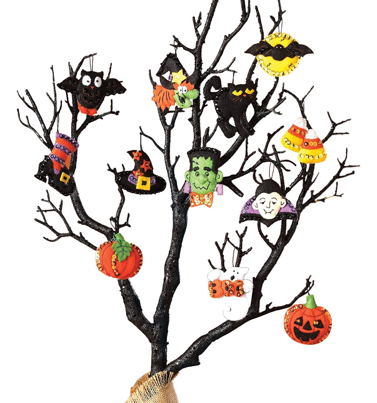 Bucilla 86430 Halloween Felt Applique Ornaments Kit (Size 2" by 2.5-Inch), Set of 12