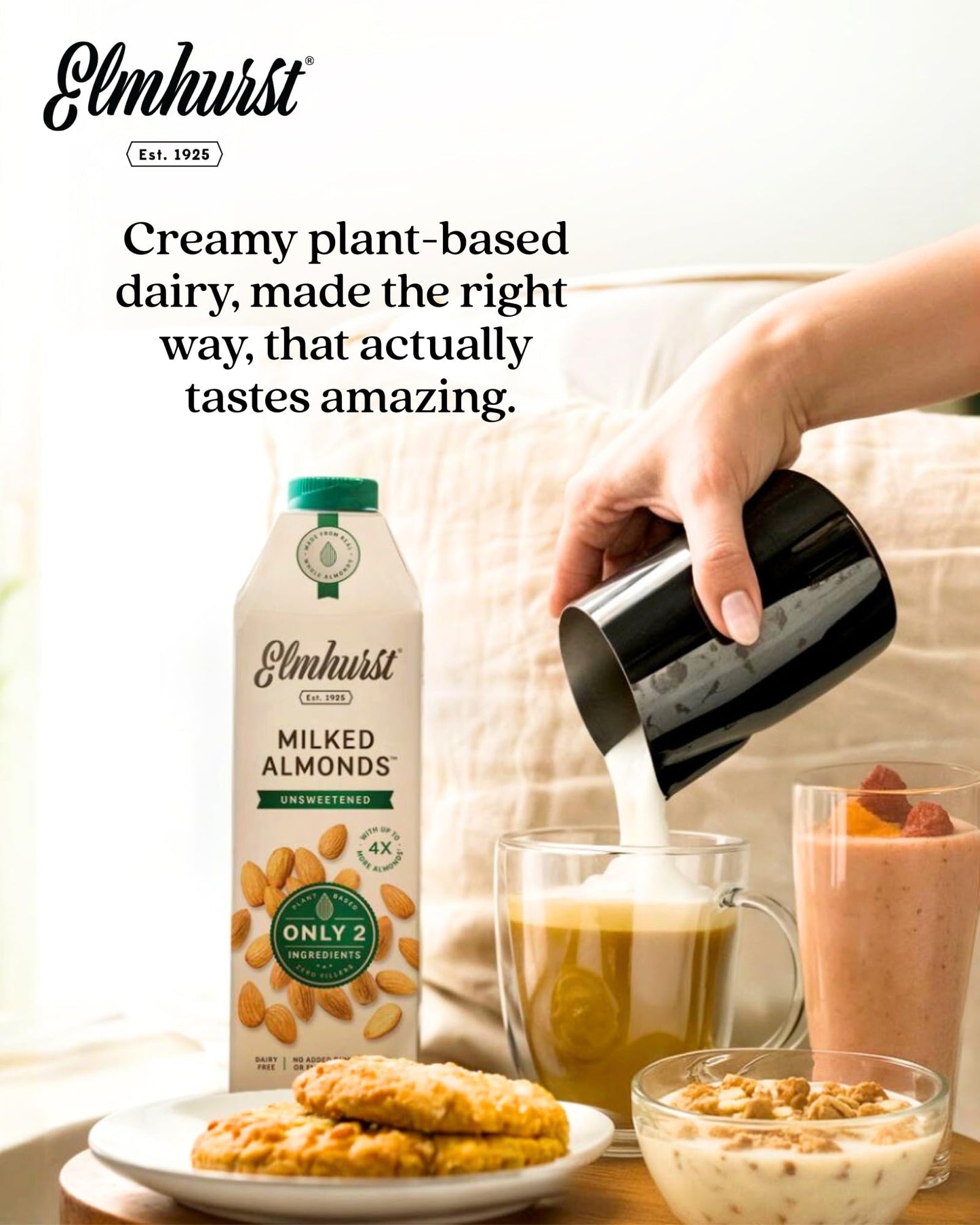 Elmhurst Unsweetened Almond Milk 6x946 ML Elmhurst