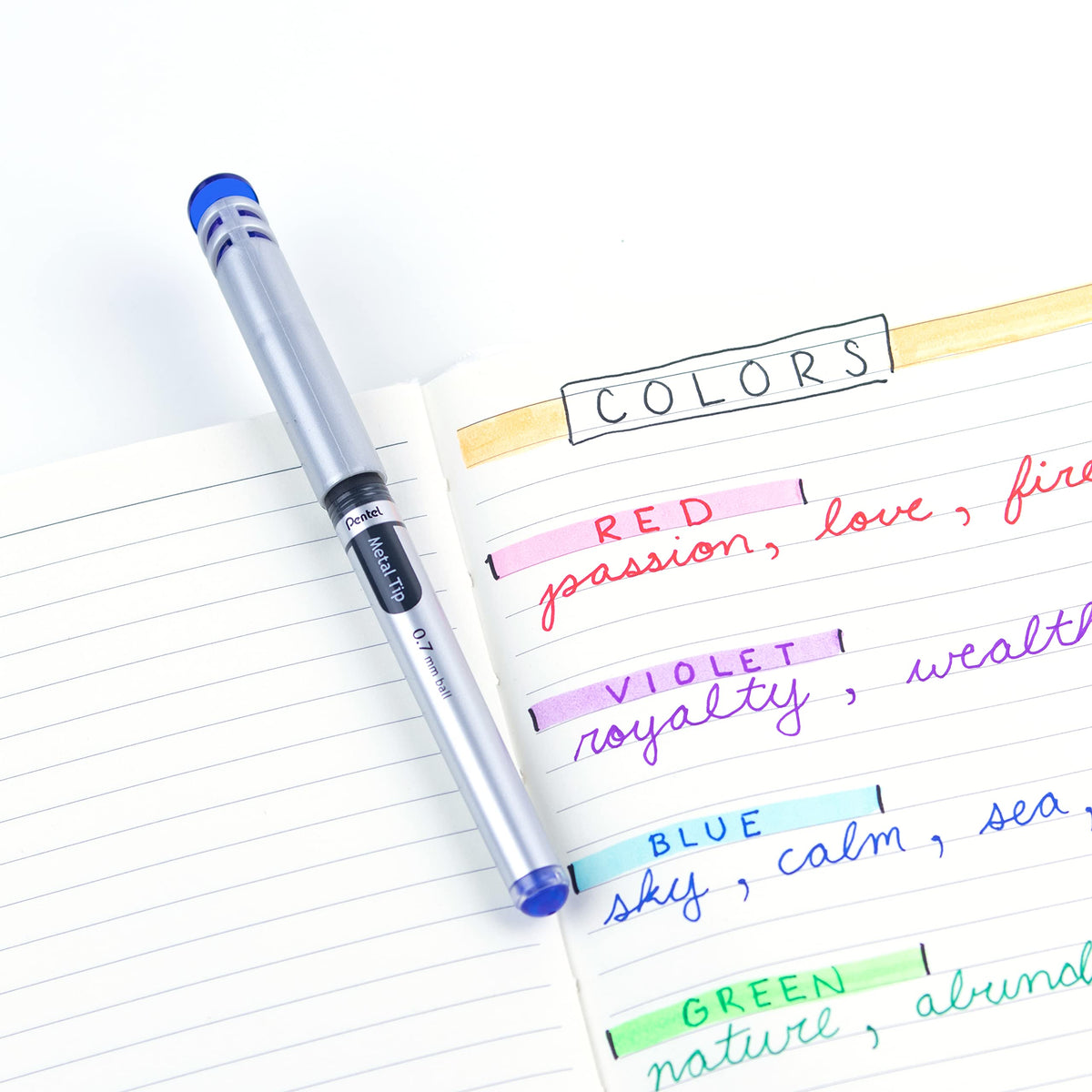 Pentel EnerGel Gel Pen with Cap 0.7mm, Blue Ink, 12PK