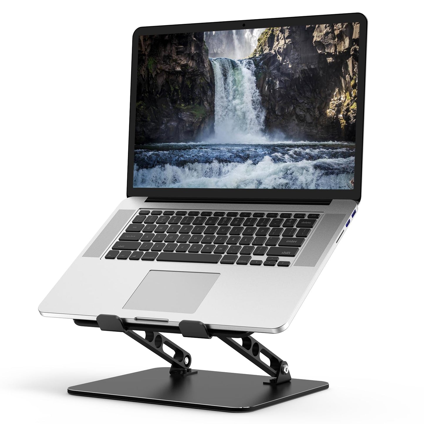 Gogoonike Adjustable Laptop Stand for Desk, Metal Foldable Laptop Riser, Portable Laptop Holder, Ventilated Cooling Computer Notebook Stand Compatible with 10-15.6” Laptops - Available at All In One Marketplace Canada