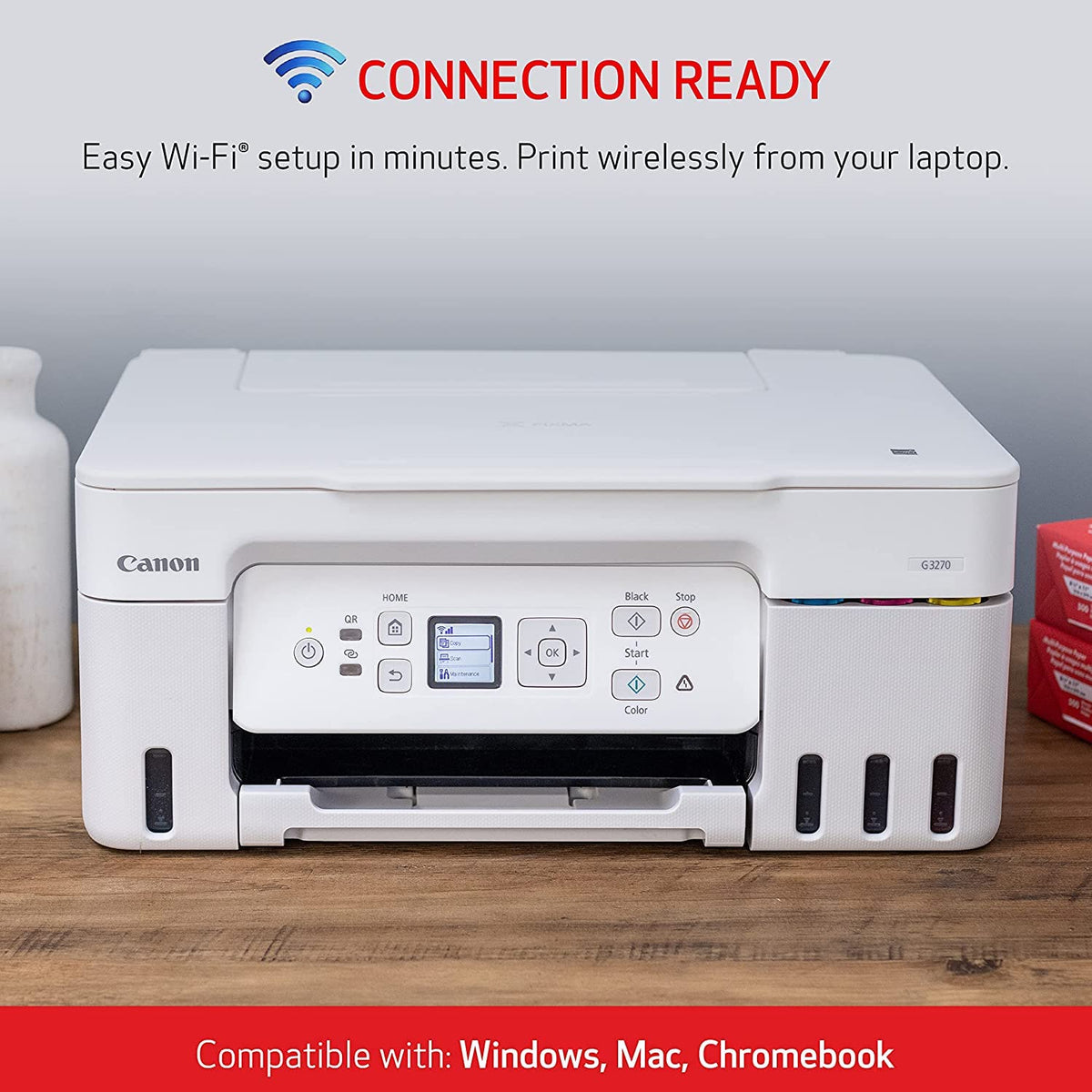 Canon PIXMA G3270 - Wireless MegaTank All-in-One Printer - White