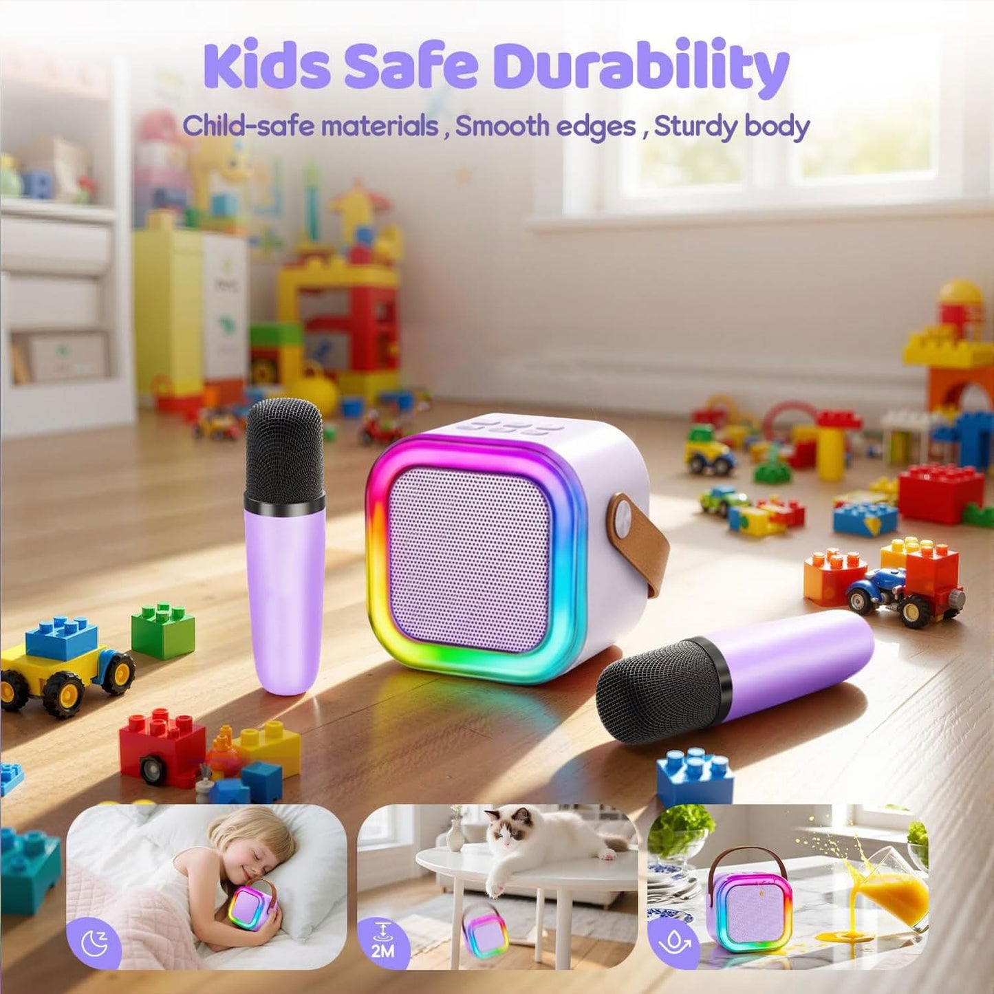 IROO Mini Karaoke Machine for Kids, 2026 TOP Kids Toys Birthday Gifts Ideas for Girls Boys Ages 3-12+ Years Old, Portable Bluetooth Speaker with 2 Wireless Mics, Noisemaker Toys for Party(Purple)