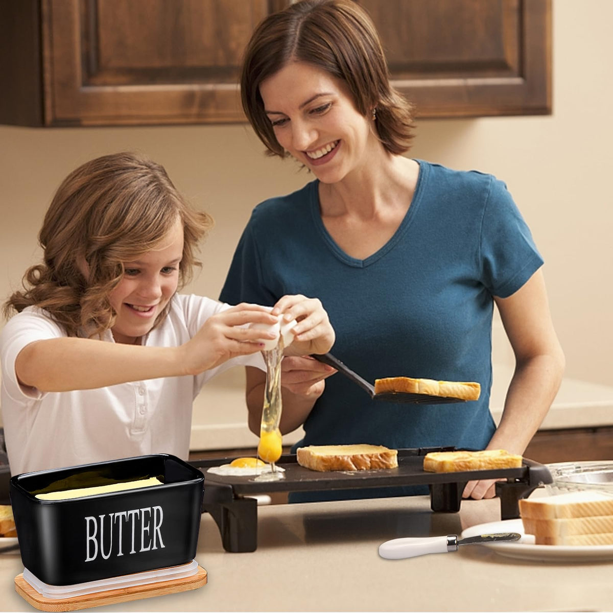 JSHKY Airtight Butter Dish with Spreader, Fits 1lb Butter Block, Black 🍁 All In One Marketplace Canada