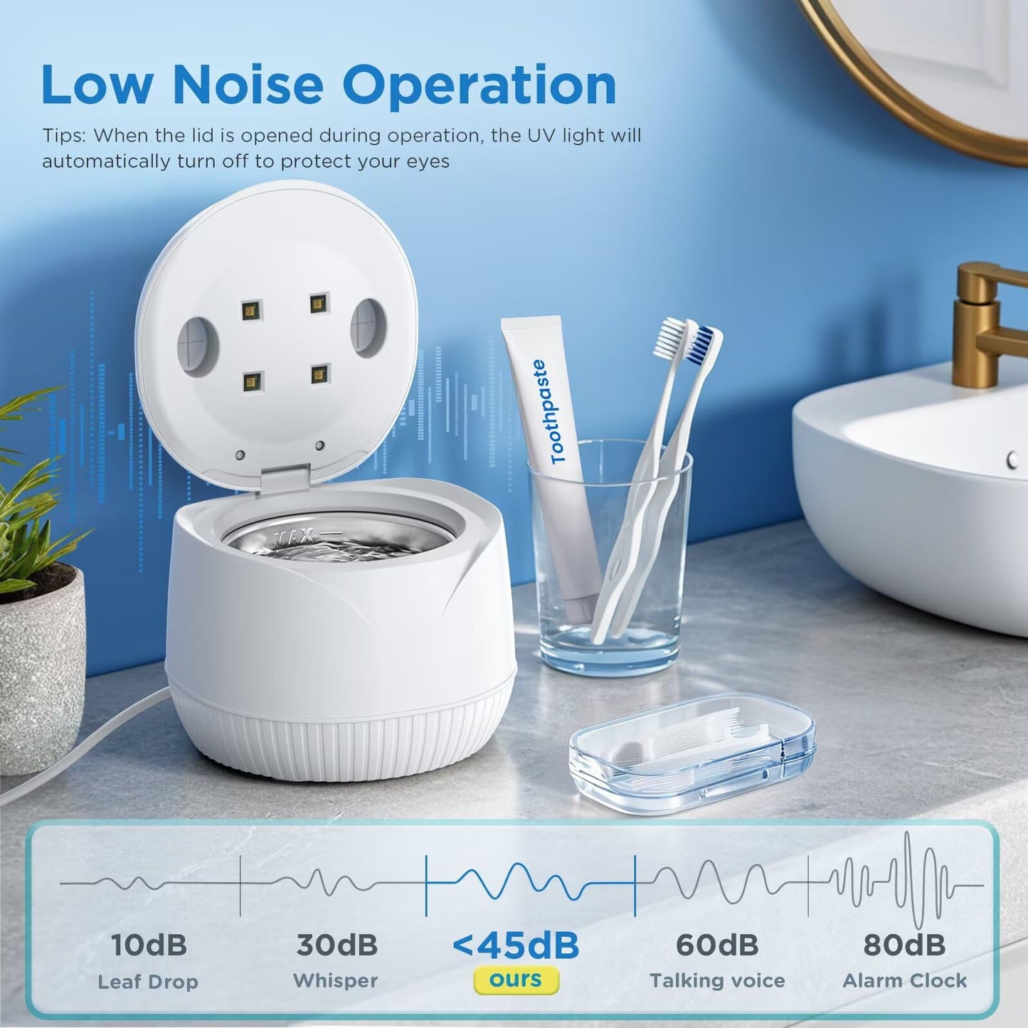 Dental Ultrasonic Retainer Cleaner Machine: 45kHz Dental Cleaning Pod with Digital Timer & 200ML, Cleaning for Dentures, Mouth Guards, Aligners, Night Guards, Braces, Toothbrush Heads & Jewelry - Available at All In One Marketplace Canada