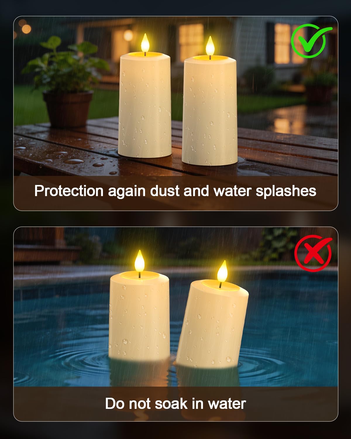 SoulBay Flameless LED Candles, 4-Pack USB Rechargeable, Flickering Waterproof White Pillar Candles with Remote Control Timer for Outdoor Lantern Patio Yard Indoor Holiday Decor, 2.75 x 5.1 Inches 🍁 All In One Marketplace Canada