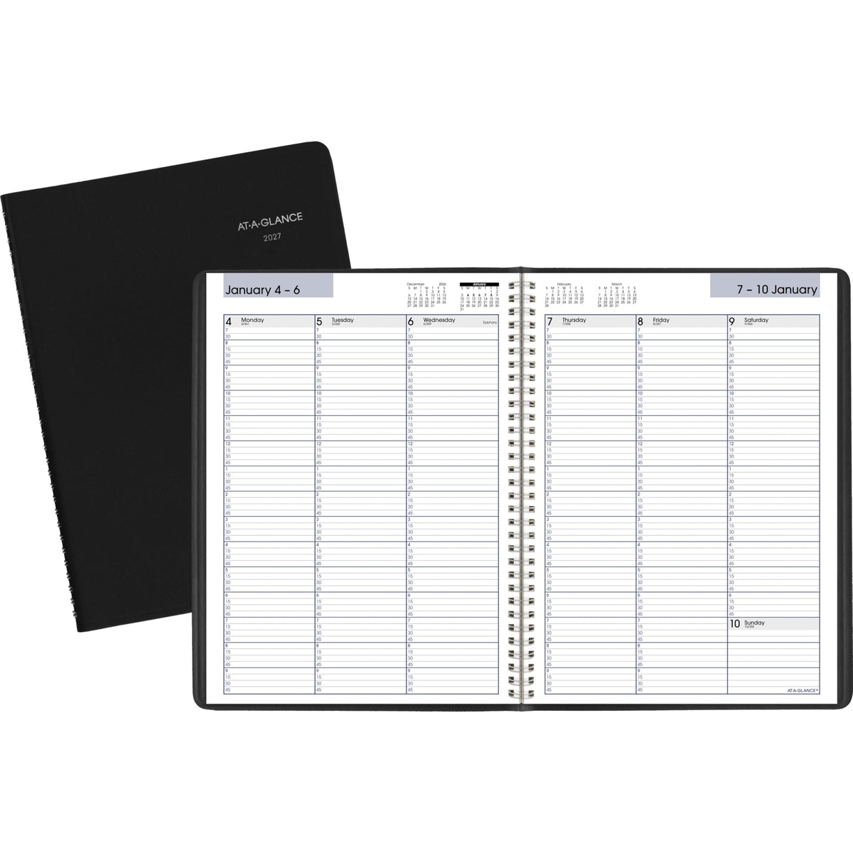 AT-A-GLANCE 2027 Appointment Book Planner, Weekly, 8" x 11", Quarter-Hourly, DayMinder, Black (G5200027)