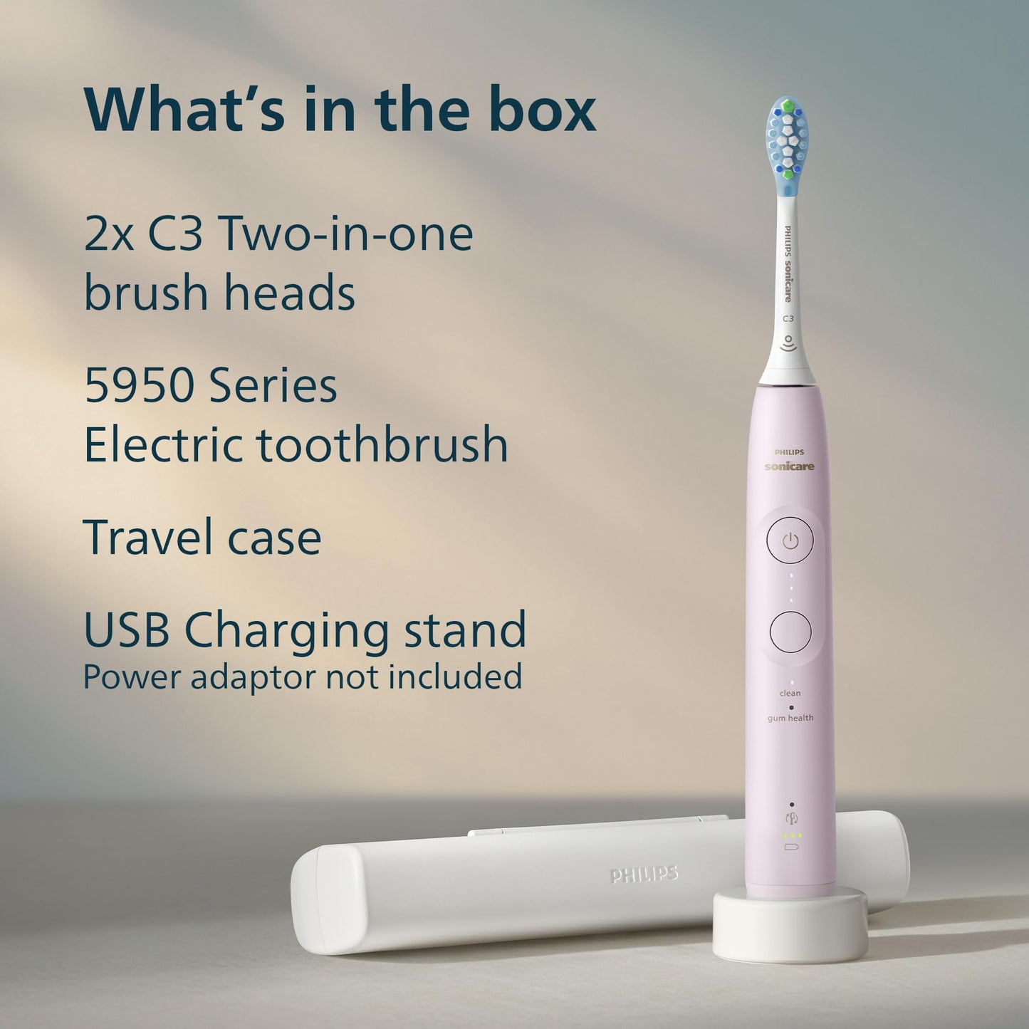 Philips Sonicare 5950 Rechargeable Electric Toothbrush, 2 Brush Heads, Pink Philips Sonicare