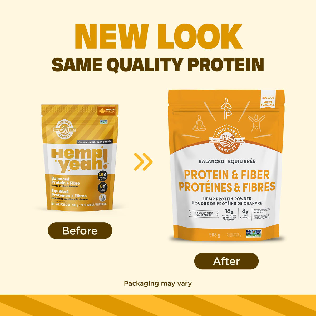 Manitoba Harvest Hemp Yeah! Balanced Protein + Fibre Powder, Unsweetened, 908g, with 15g protein, 8g Fibre and 2g Omegas 3&6 per Serving, Preservative Free, Non-GMO, Packaging May Vary