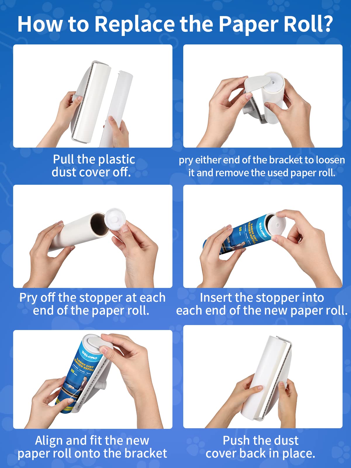 Large Lint Rollers for Carpet, Sticky Rollers for Floor DELOMO 9.45 in with 3 Extendable Handle, Long Handle Sticky Mop for Cleaning Carpets, Cars, Bedding, and Pet Hair, Ideal Gift for Pet Owners - Available at All In One Marketplace Canada