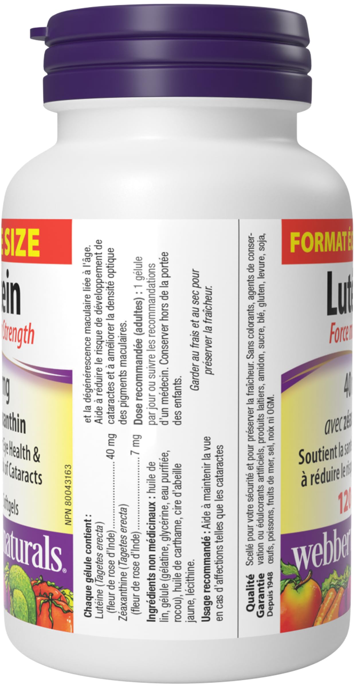 Webber Naturals Lutein 40 mg, 120 Softgels, Maximum Strength Eye Support Supplement with Zeaxanthin - Available at All In One Marketplace Canada