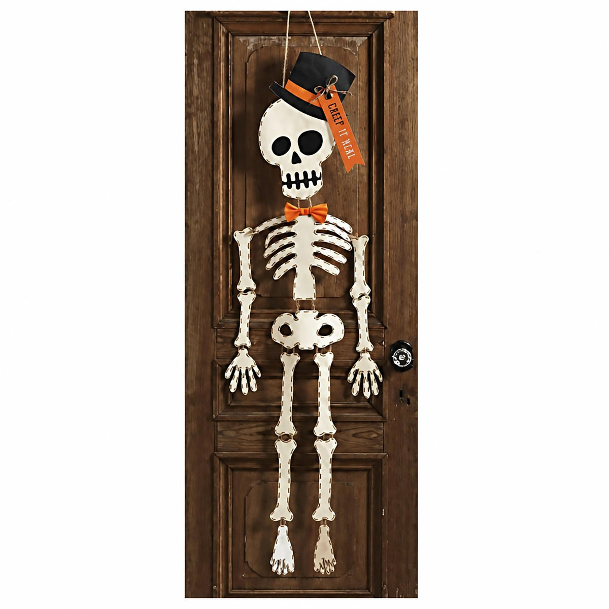 Mud Pie Skeleton Halloween Door Hanger, 65", White