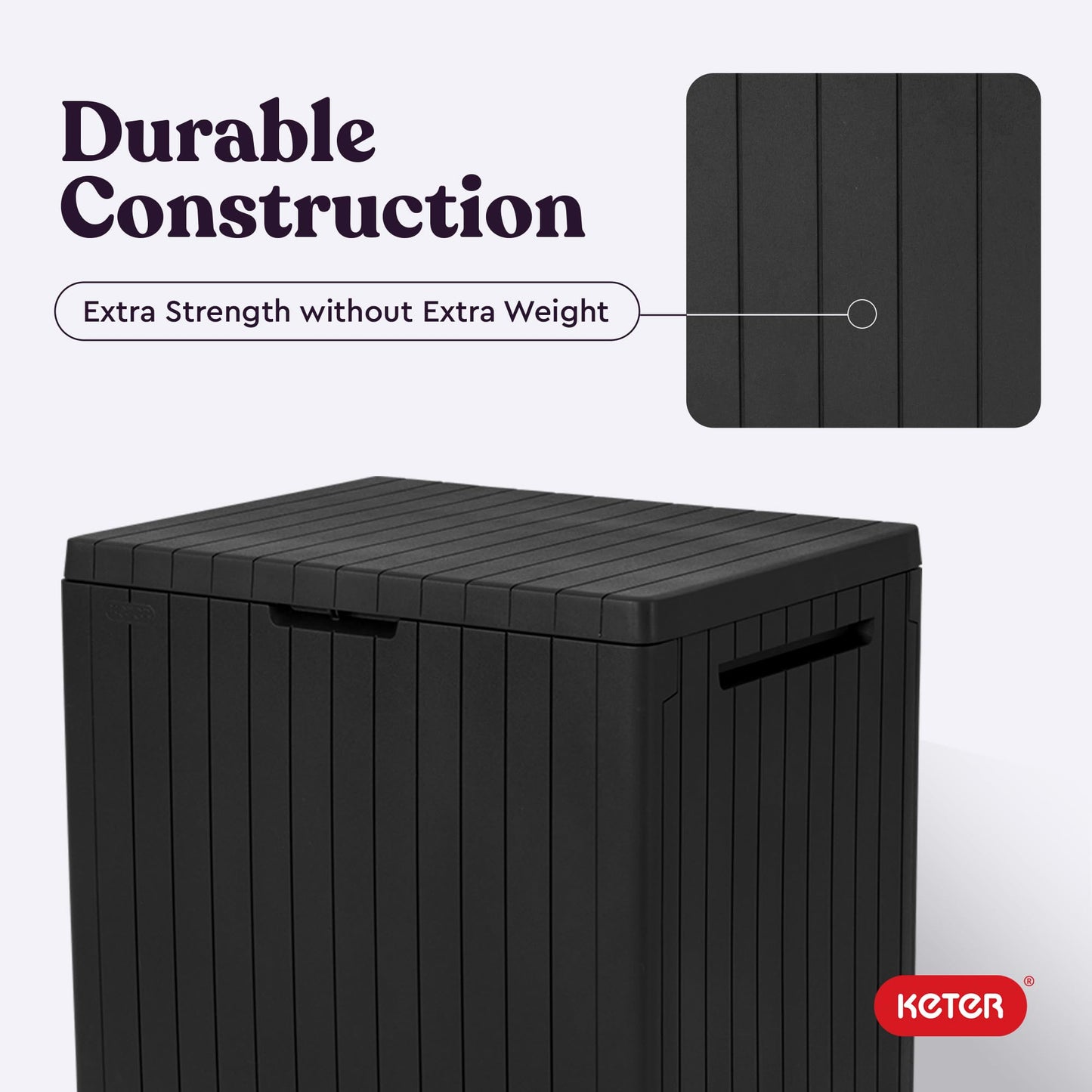 Keter City 30 Gal Outdoor Storage Box and Patio Side Table Keter