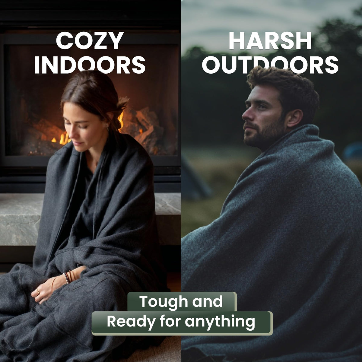 72HRS Wool 64” x 84” Winter Blanket Camping Essentials (80% Wool, 1 Pack) 🍁 All In One Marketplace Canada