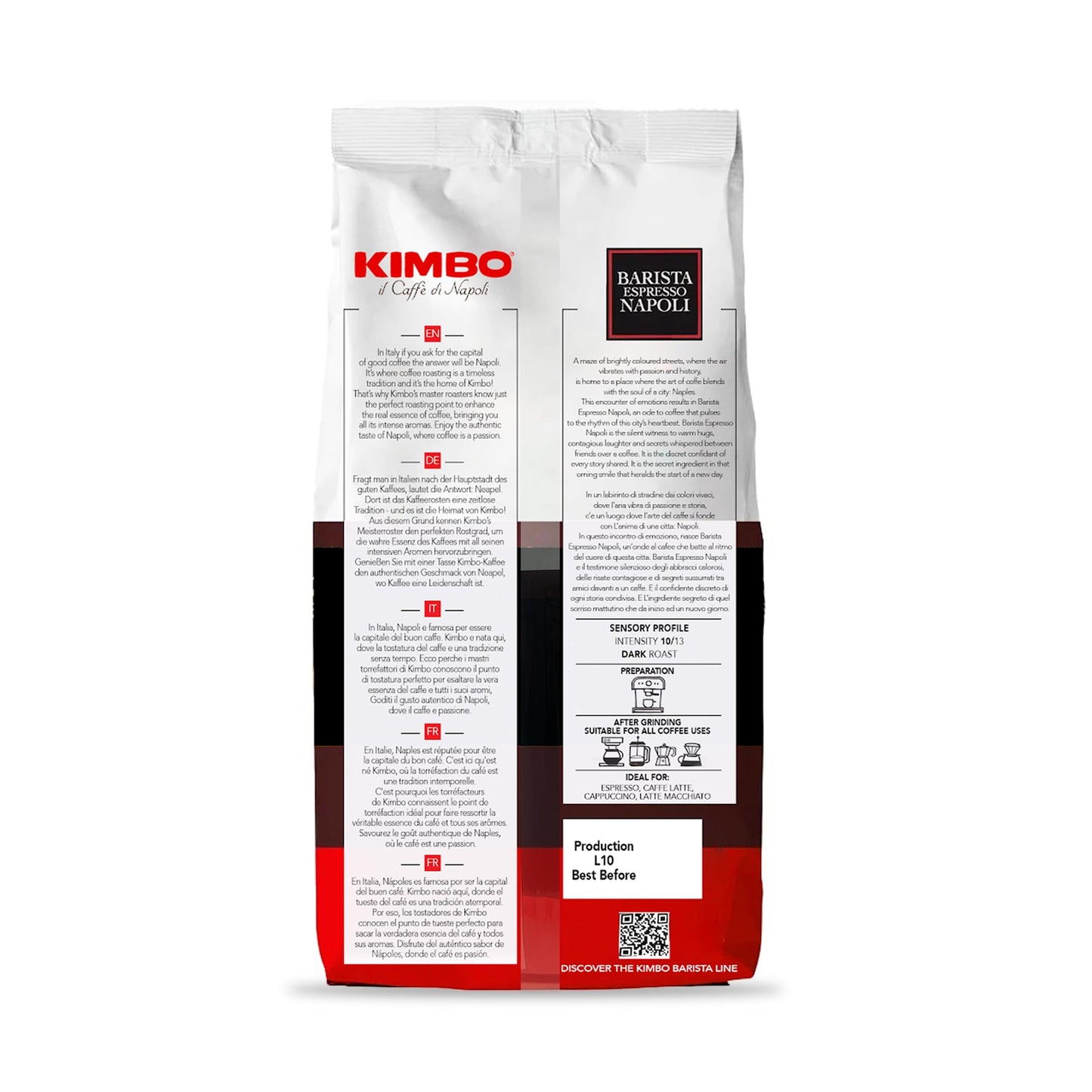 Kimbo Espresso Napoli Whole Bean Coffee | Dark Roast 10/13 | 1 Kg Kimbo