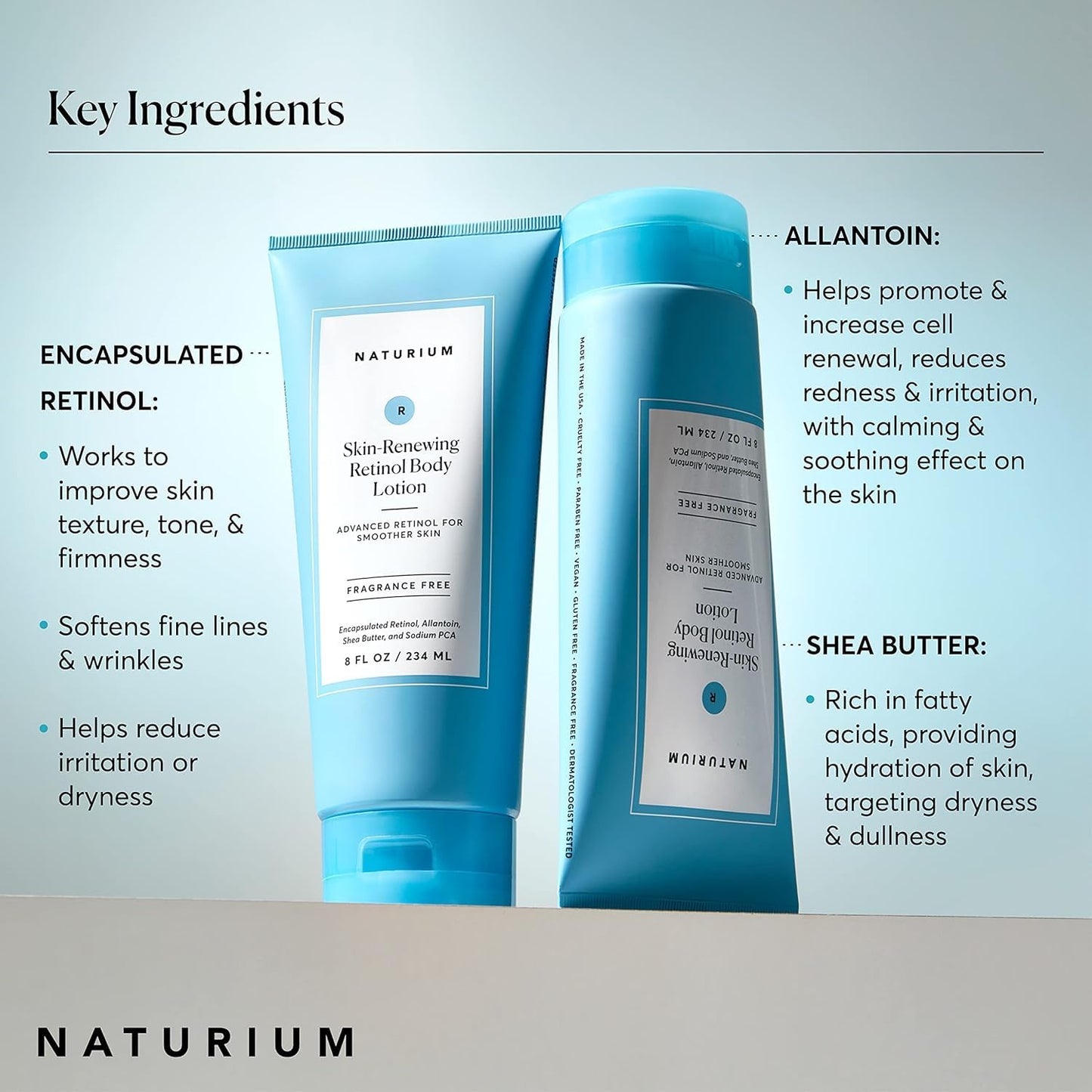 Naturium Skin-Renewing Retinol Body Lotion | Moisturizing & Firming Cream, With Allantoin & Shea Butter | 8 FL OZ / 234 ml - Available at All In One Marketplace Canada