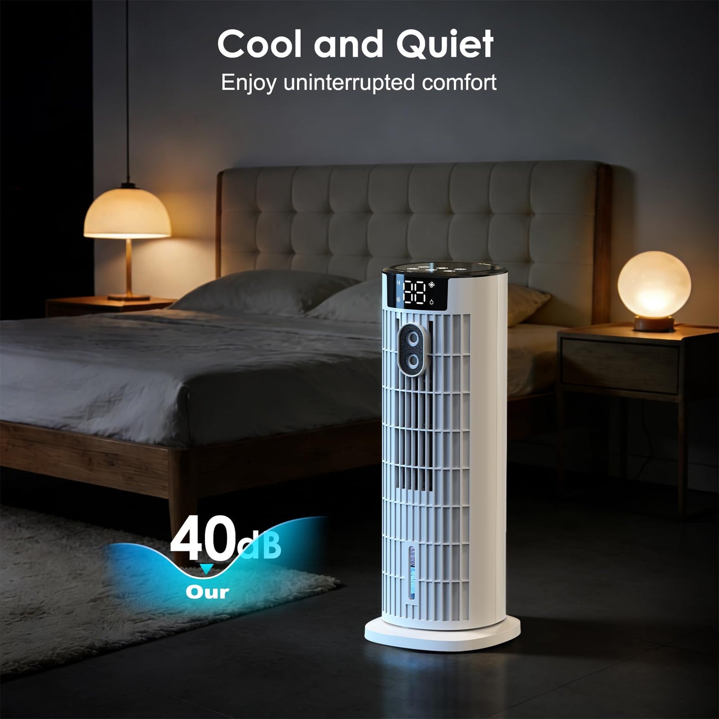 Portable Air Conditioner,1000ML Tower Fan with Remote,4-IN-1 Evaporative Air Cooler with 3 Wind Speeds&Turbo Mode,2 Mist,10H Timer,90° Oscillation Portable AC for Home,Office - Available at All In One Marketplace Canada