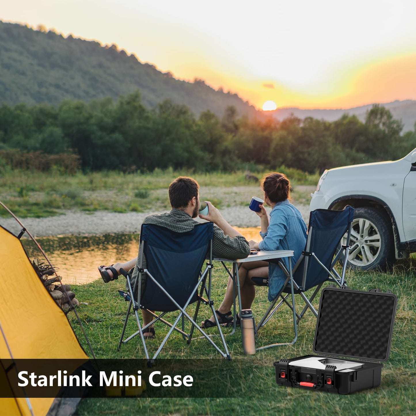 MEKEET Starlink Mini Case, IP67 Waterproof Hard case Fits Star Link Mini Dish, Portable Shoulder Dual Carry Options with Precision Cut Foam for Starlink Accessories,Ideal for Travel and Camping