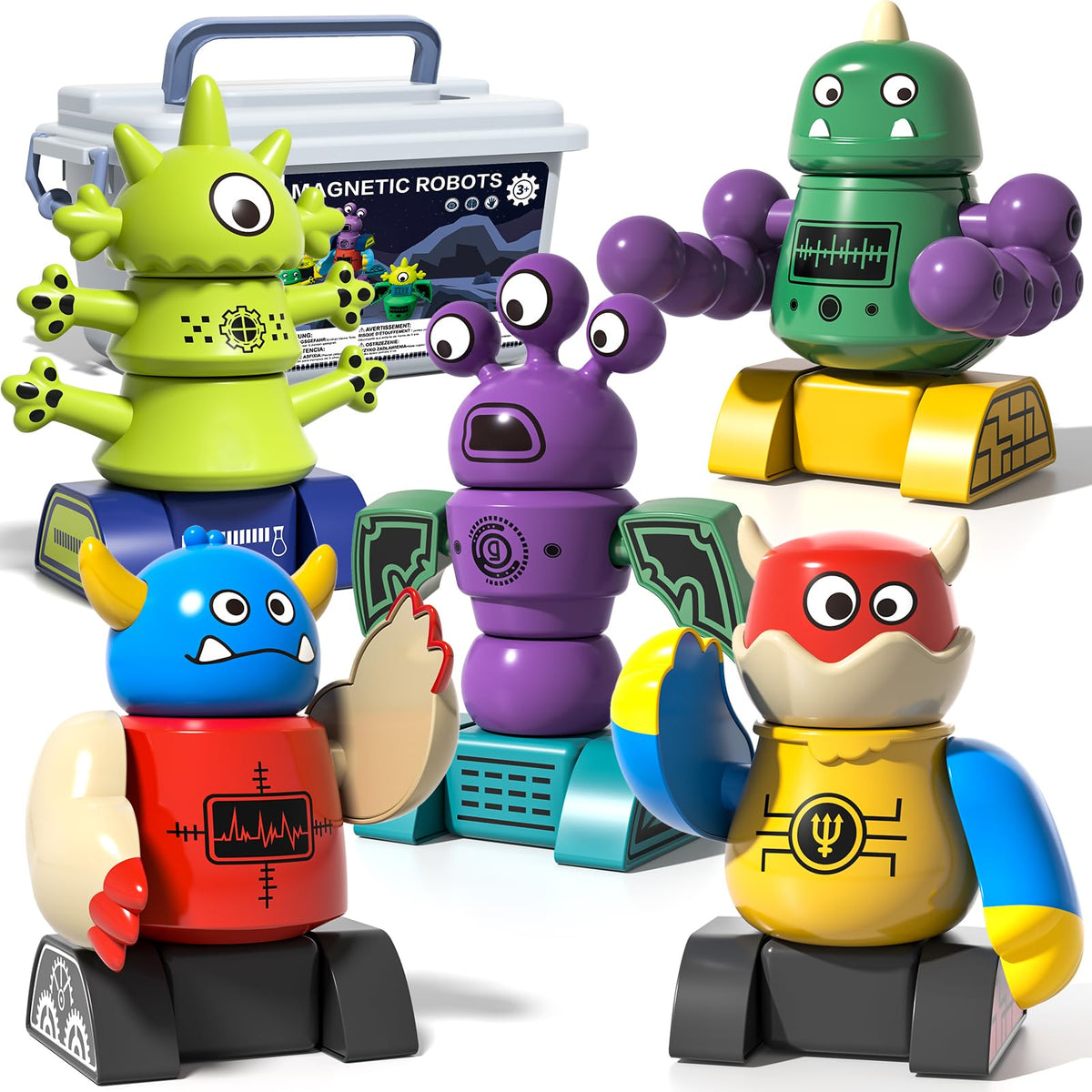 BLmukce Magnetic Robot Toy for Kids 3-5, 35 PCS STEM Educational Playset with Storage Box, DIY Stacking Monster Robots, Toddler Creative Building Toys Gift for Boys Girls (Christmas Birthday) 🍁 All In One Marketplace Canada