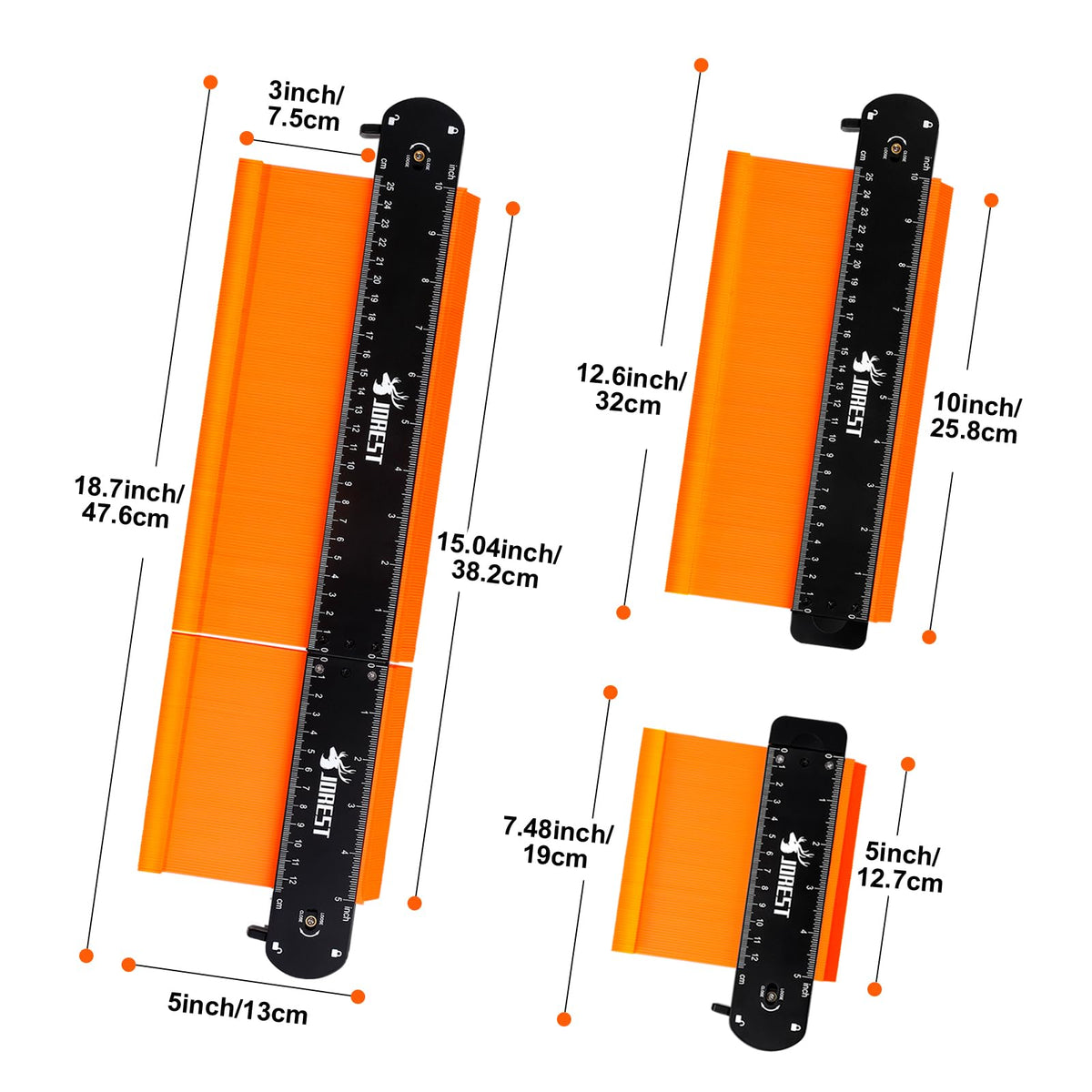 JOREST Connectable Profile Gauge Christmas Gift Ideas 10+5 Inch, Stocking Stuffers for Men Dad Husband Him, Contour Duplicator with Lock, Shape Outline Tool, Woodworking Tile Flooring, Angle Measuring 🍁 All In One Marketplace Canada