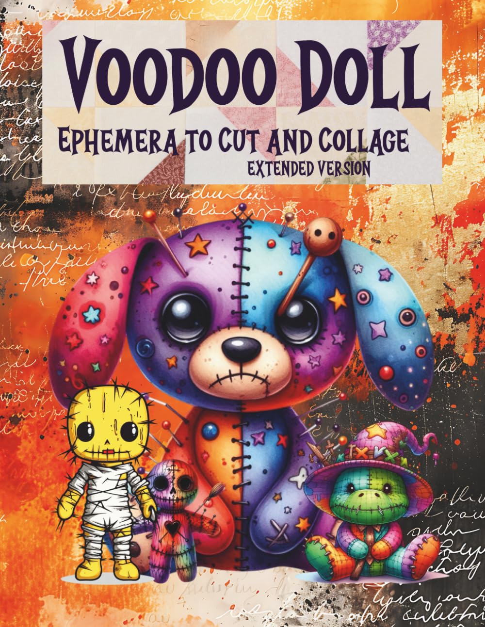 Voodoo Doll Ephemera EXTENDED Version: 108 Pages with Backgrounds Duplicated in Back as Single-Sided Pages for Halloween, Spooky, Autumn Paper Crafts, Scrapbooking, Junk Journals, Paper Crafts, Card Making, Planners, Decoupage, Mixed Media, ATCs