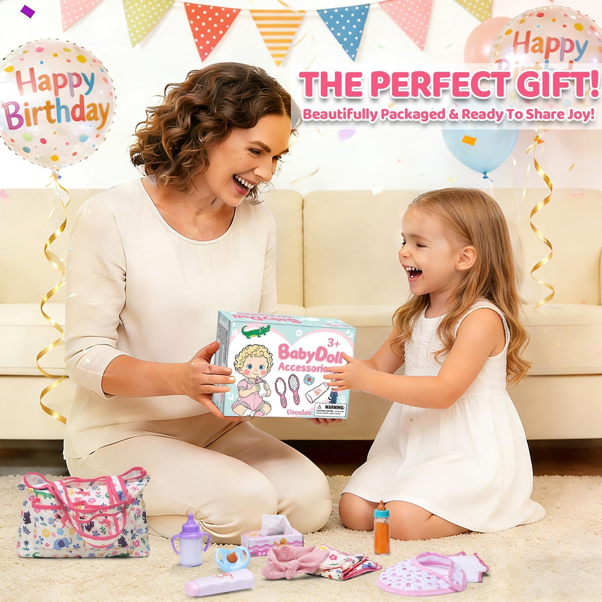 Baby Doll Accessories Set in Gift Box, 16 Pack Baby Doll Feeding Caring Kit with Pacifiers & Diaper Bag & Magic Bottles, Birthday / Christmas Party Goody Bag Stuffer, Toddler Kid Girl Pretend Play Toy 🍁 All In One Marketplace Canada