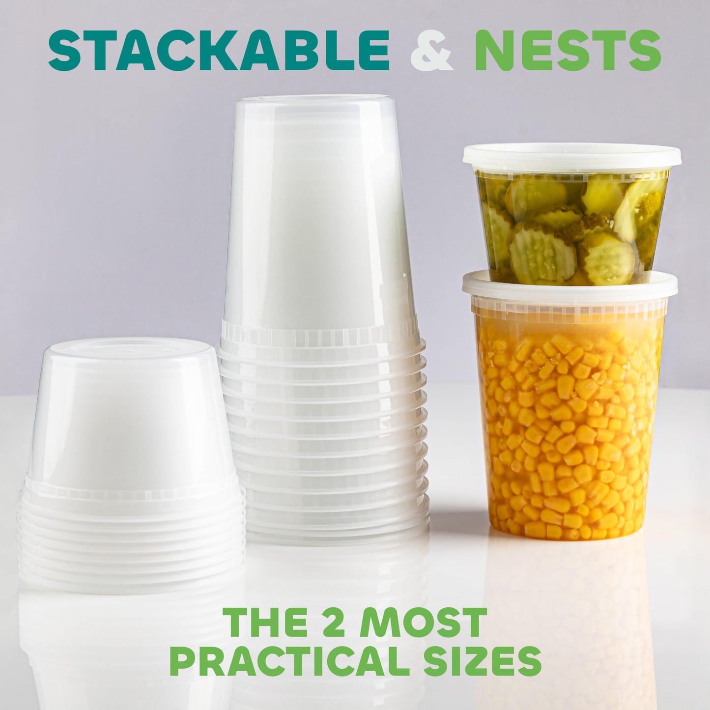 Deli Food Containers with Lids - (16 Sets) 8-32 Oz Quart Size & 8-16 Oz Pint Size Airtight Food Storage Takeout Meal Prep Containers, BPA-Free, Dishwasher, Microwave Safe - Available at All In One Marketplace Canada