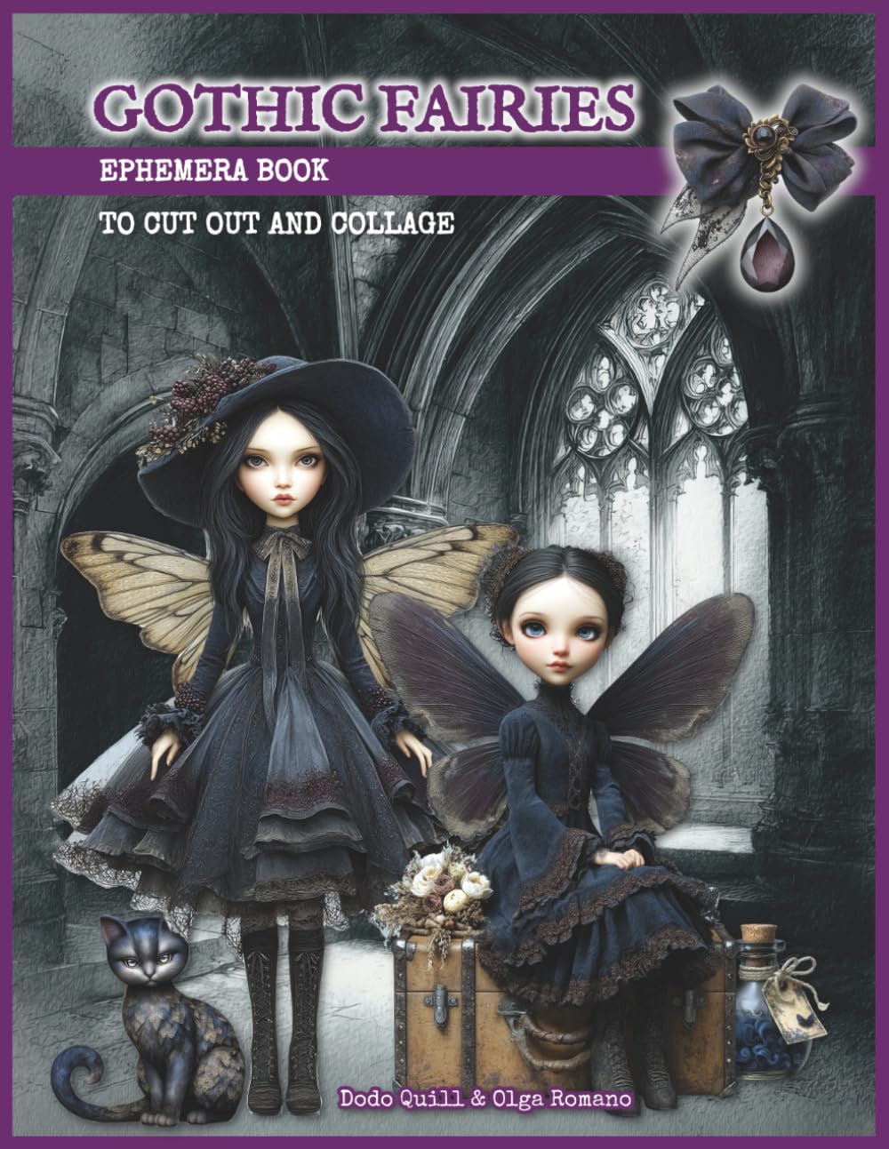 Livre d'éphémères de fées gothiques à découper et à coller : plus de 300 images de personnages de fées sombres, éléments à découper pour scrapbooking magique et pages de fond pour journaux créatifs d'Halloween, scrapbooking et collages