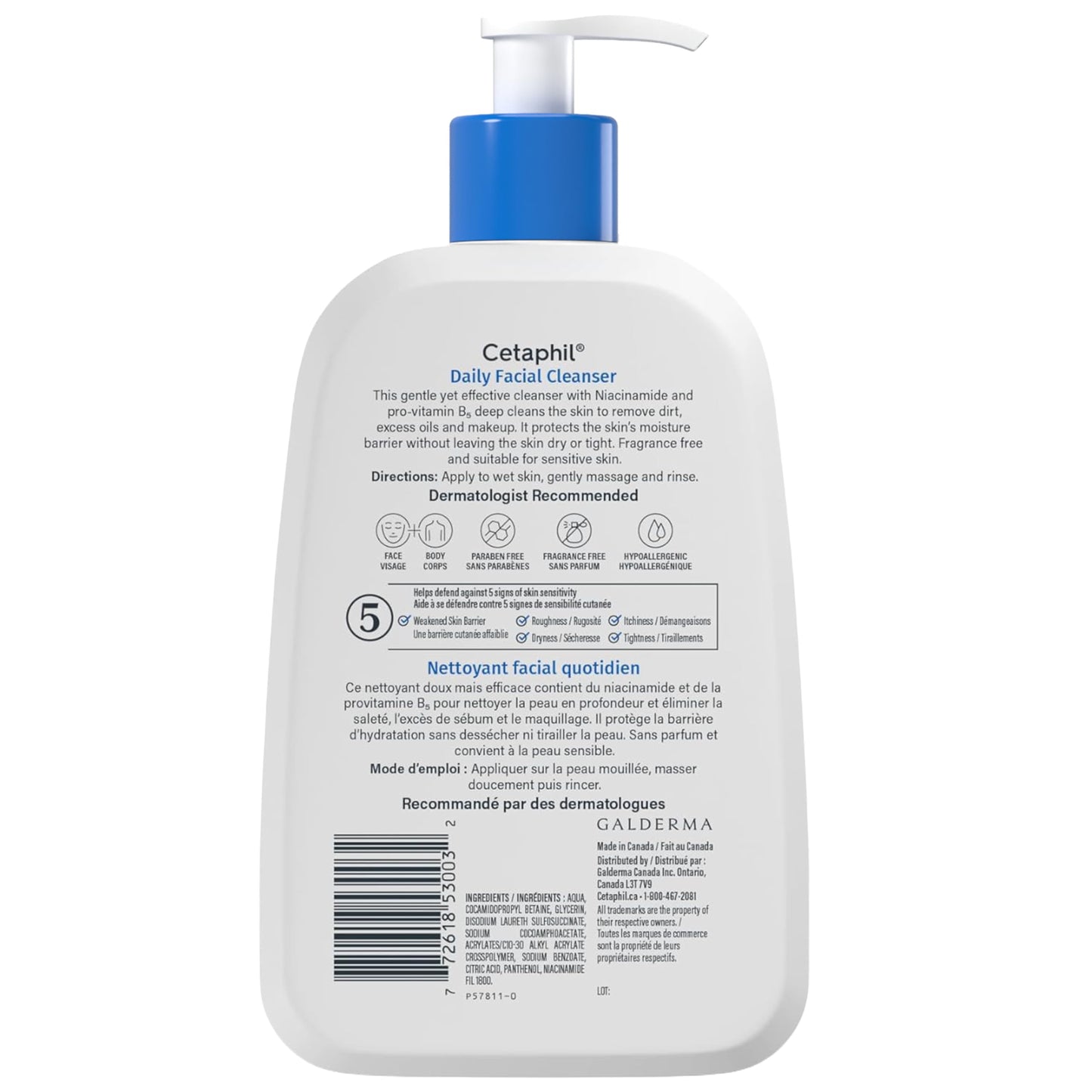 Cetaphil Daily Facial Cleanser Fragrance Free (473ml) - Deep Cleansing Face Wash, Ideal for Normal to Combination to Oily Skin, Dermatologist Tested