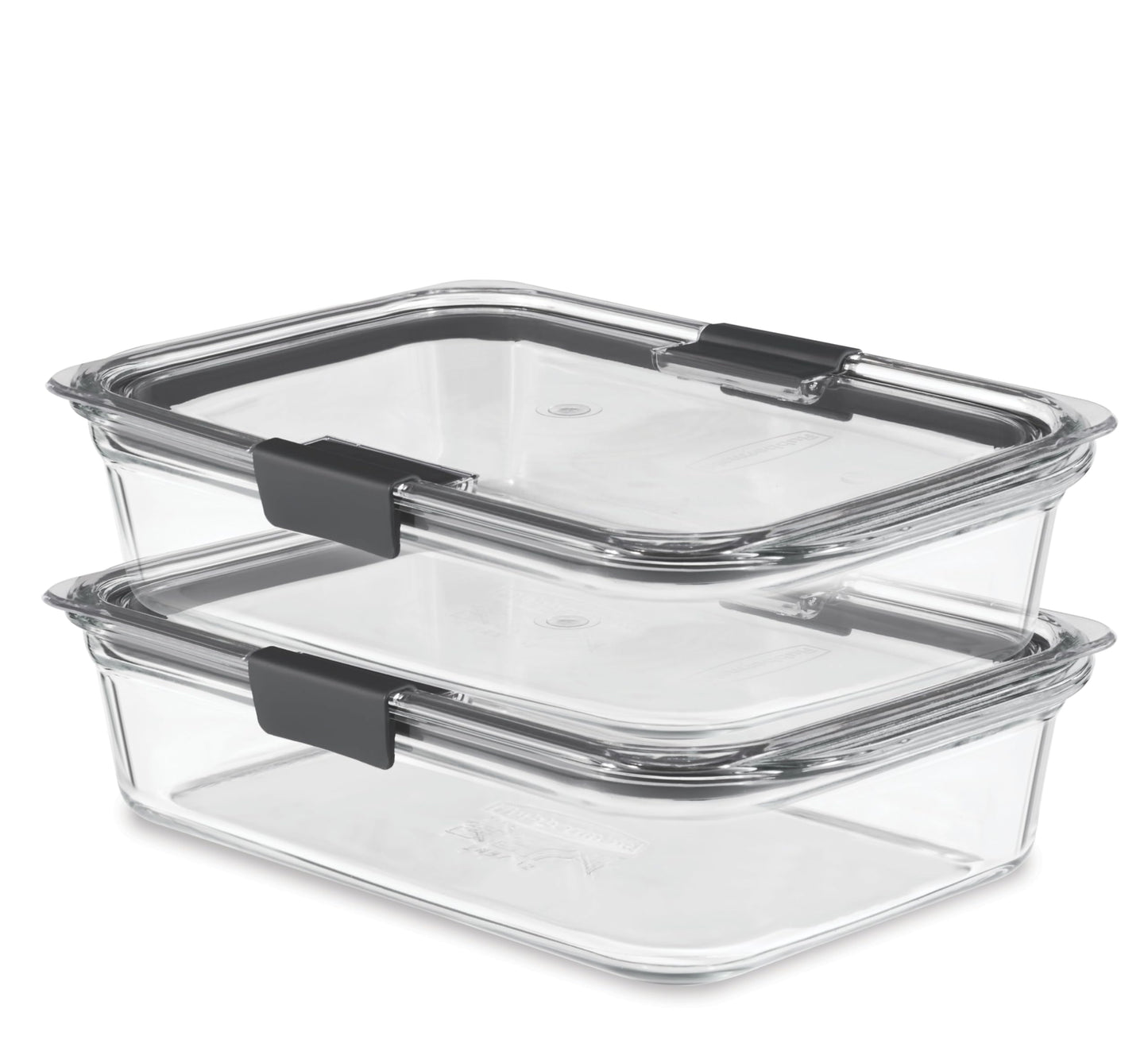 Rubbermaid 2118315 Brilliance Glass Storage 8-Cup Food Containers with Lids, 2-Pack (4 Pieces Total), BPA Free and Leak Proof, Large, Clear Rubbermaid