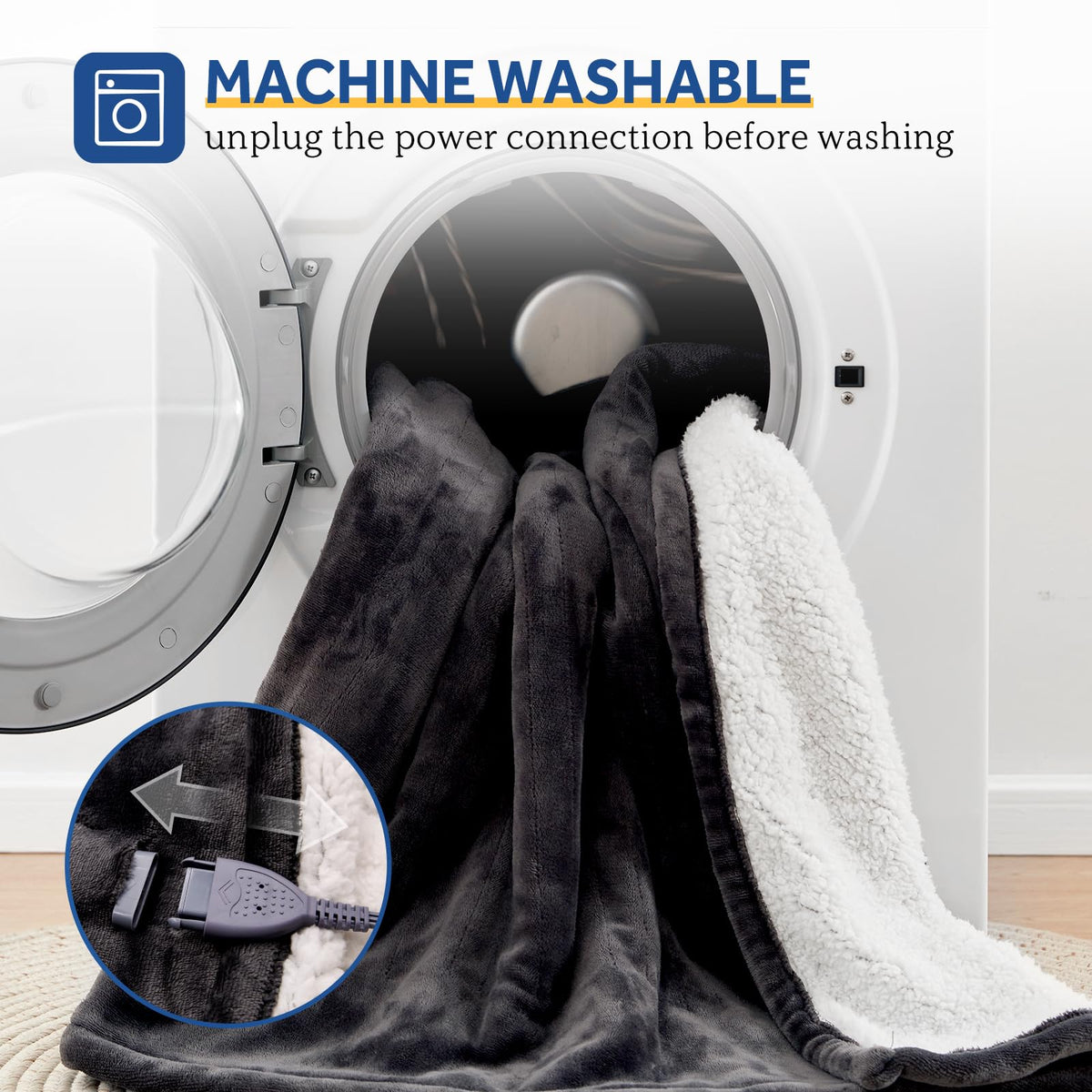Sealy Wearable Electric Blanket with Foot Pocket, 50"x70"+18", Dark Grey đ All In One Marketplace Canada