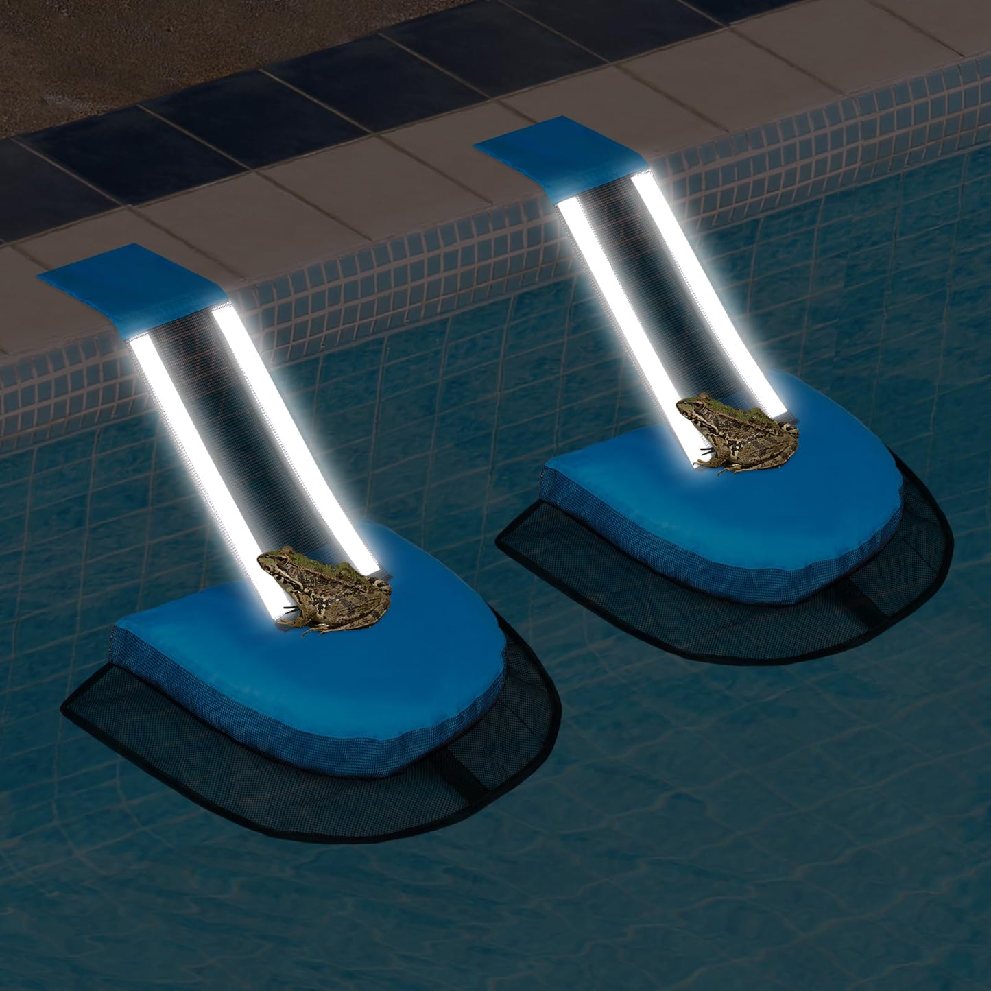 2Pcs Pro Animal Frog Wildlife Saving Saver Escape Ramp Bridge for Swimming Pool Floating Small Animal Critter Ducks Escape Ramp Frog Pads for Pool Log Device Reduces Maintenance Accessories (Blue, L) - Available at All In One Marketplace Canada