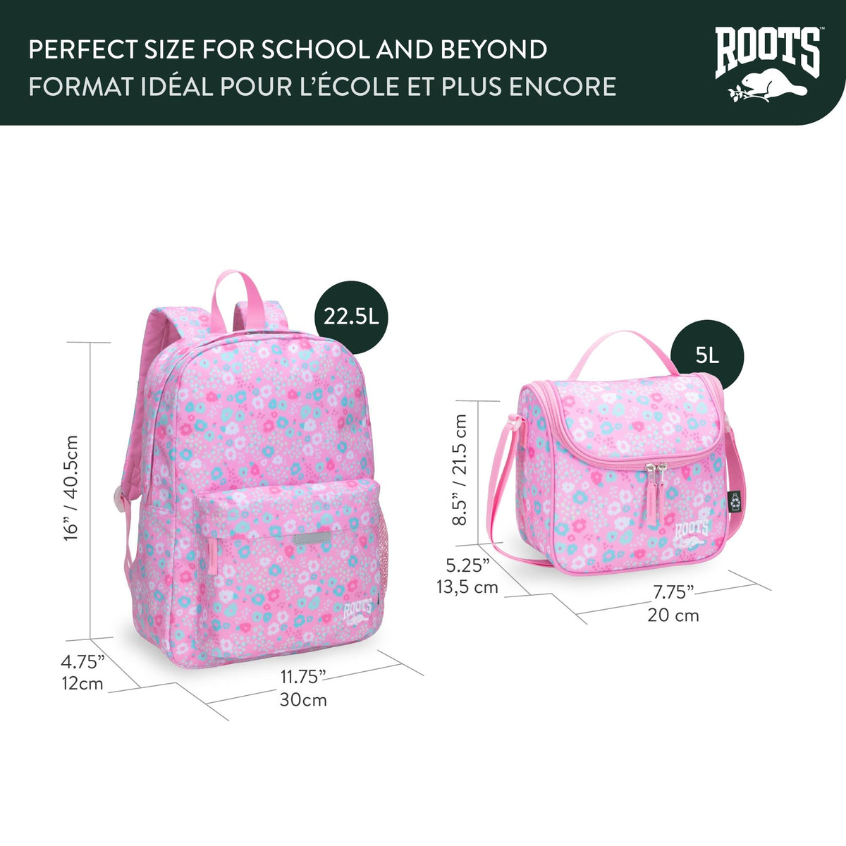 Roots Kids 2-Piece Matching Set, 22.5L Backpack and 5L Lunch Bag