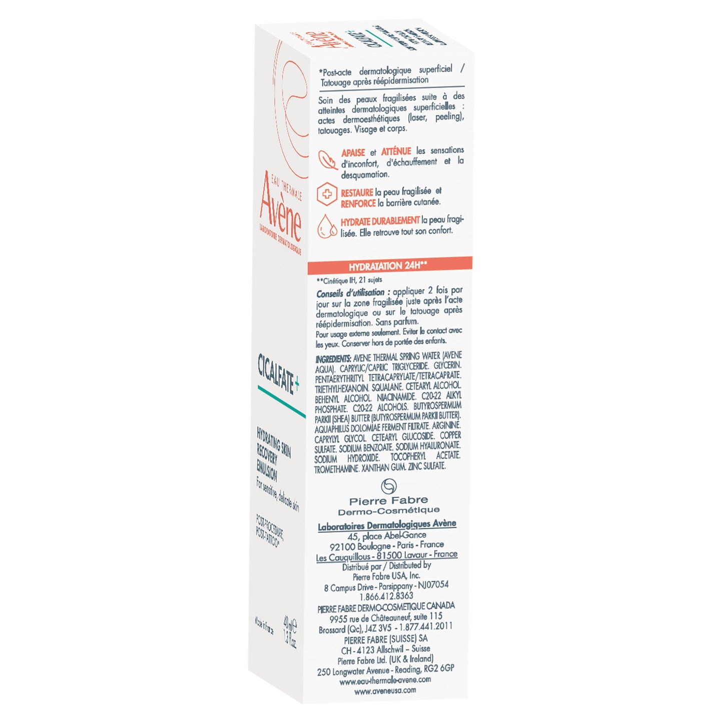 Eau Thermale Avene Cicalfate+ Hydrating Skin Recovery Emulsion, Superficial Dermatological Post-Procedure Skin Restore Emulsion Moisturizer, 40 ml EAU THERMALE AVENE