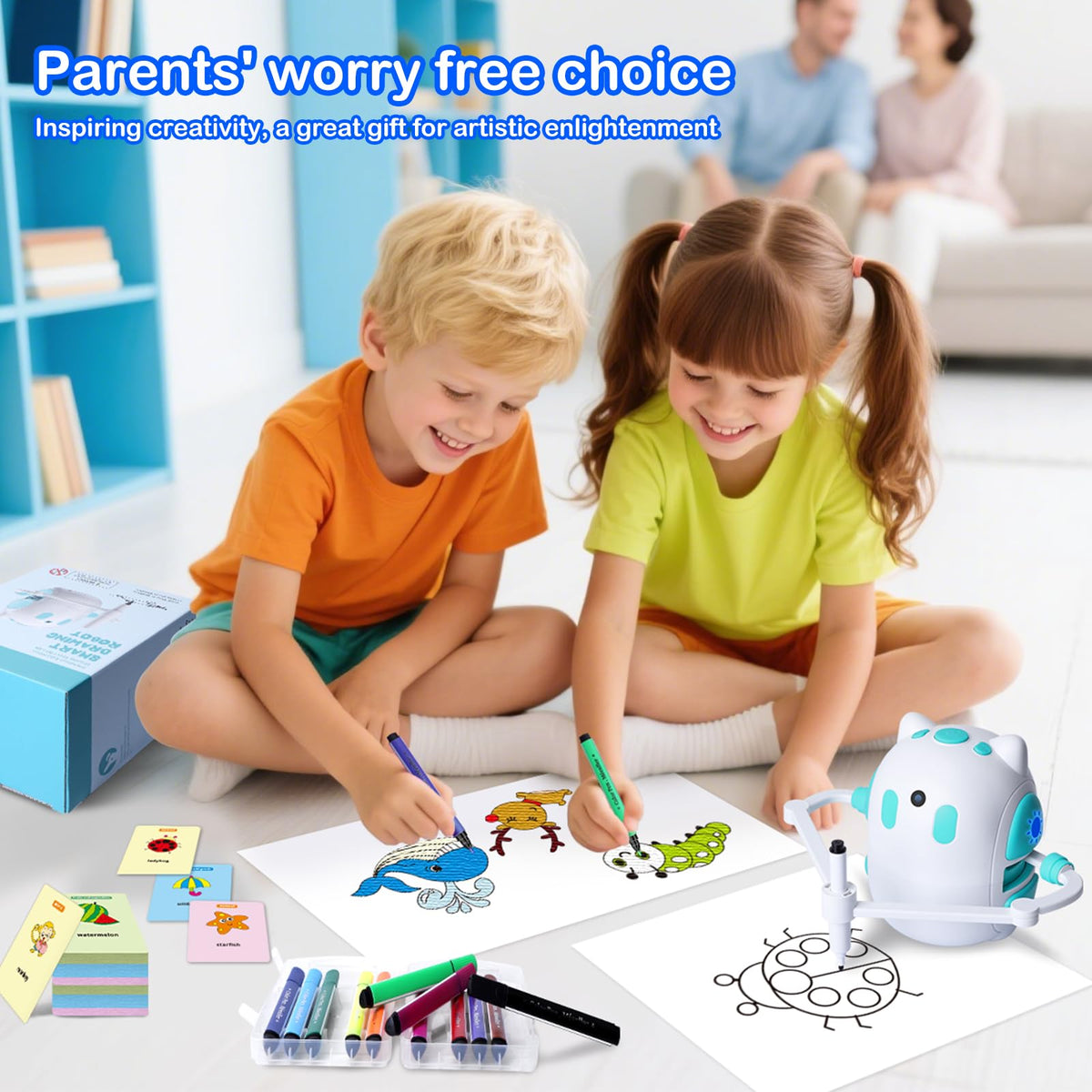 Drawing Robot for Kids 150 Educational Cards Smart Drawing Robot Voice Interactive Partner Montessori Painting Toy for Boys Girls Ages 3-8 Perfect for Birthdays Christmas Learning Fun(English Version) 🍁 All In One Marketplace Canada