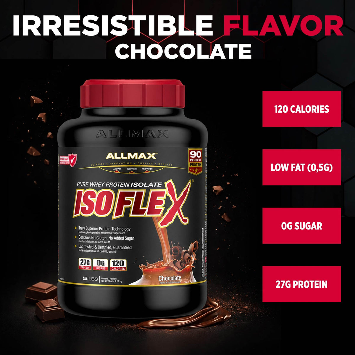 ALLMAX ISOFLEX Whey Protein Isolate, Chocolate, 5 lb