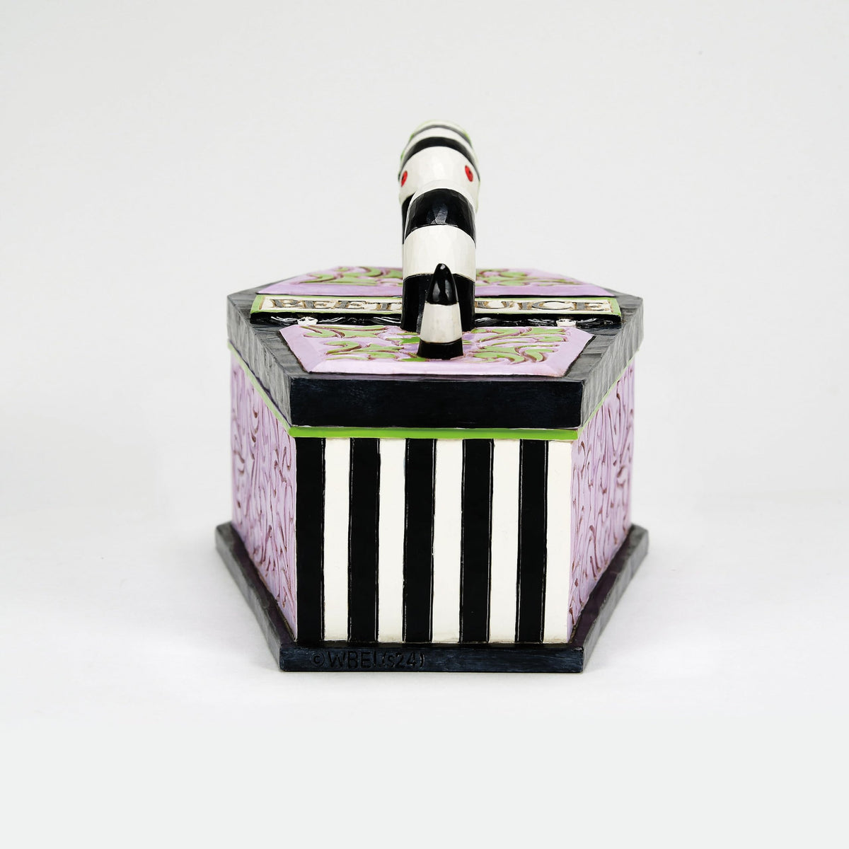 Enesco Beetlejuice by Jim Shore Coffin The Ghost with The Most Trinket Box- Resin Hand Painted Crafted Collectible Beetlejuice Sand Worm Striped Jewelry Box Halloween Home Decor Statue, 3.15 Inch
