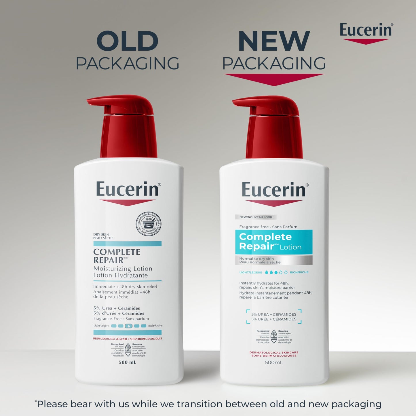Eucerin Complete Repair Moisturizing Lotion with 5% Urea and Ceramides for Dry Skin, 500 mL