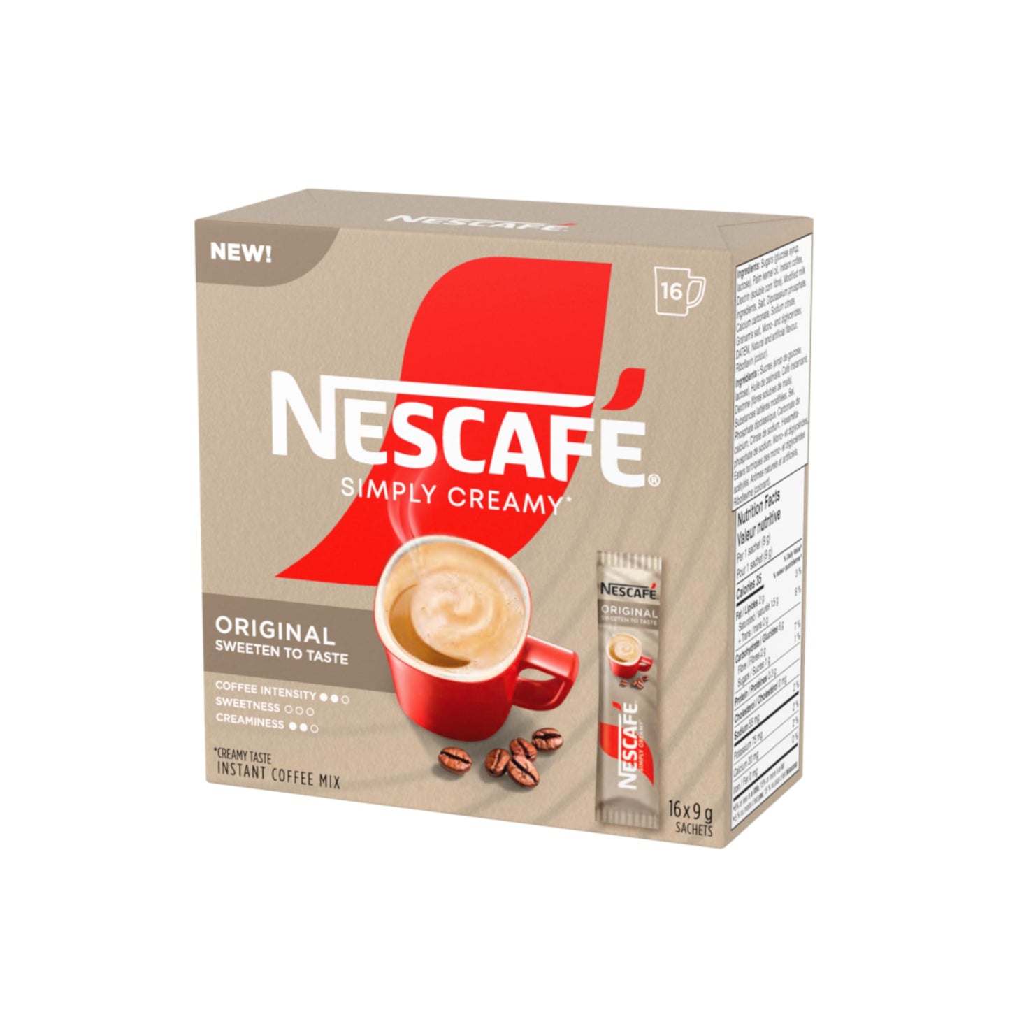 NESCAFE Simply Creamy Instant Coffee, Includes Creamer, Single Serve Sachets, 6 Boxes, 0.9 kg NESCAFÉ