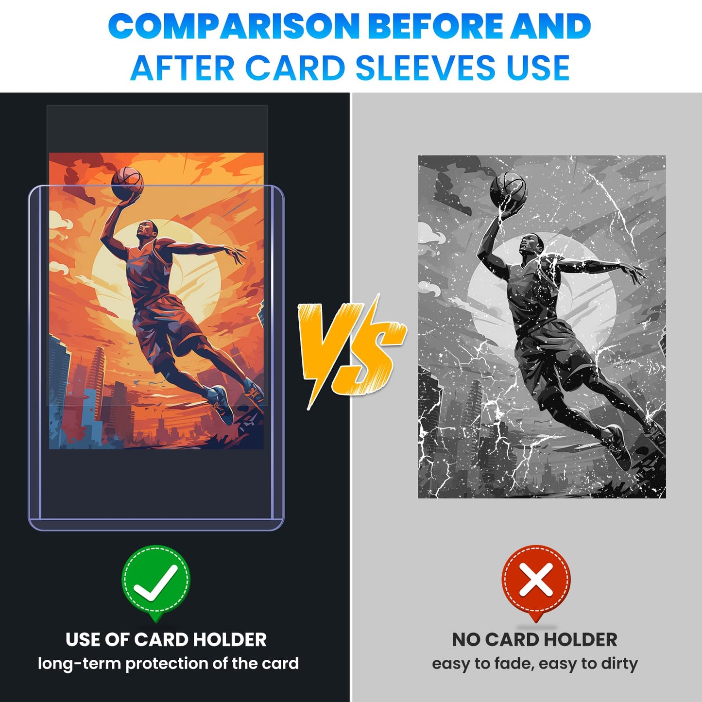 ZENOWICK 200 Packs Card Sleeves Hard, Top Loaders for Cards 3" x 4" Card Protectors Plastic, Card Top Loaders Fit for Hockey, Baseball, Football Cards (100 Hard + 100 Soft Sleeves)