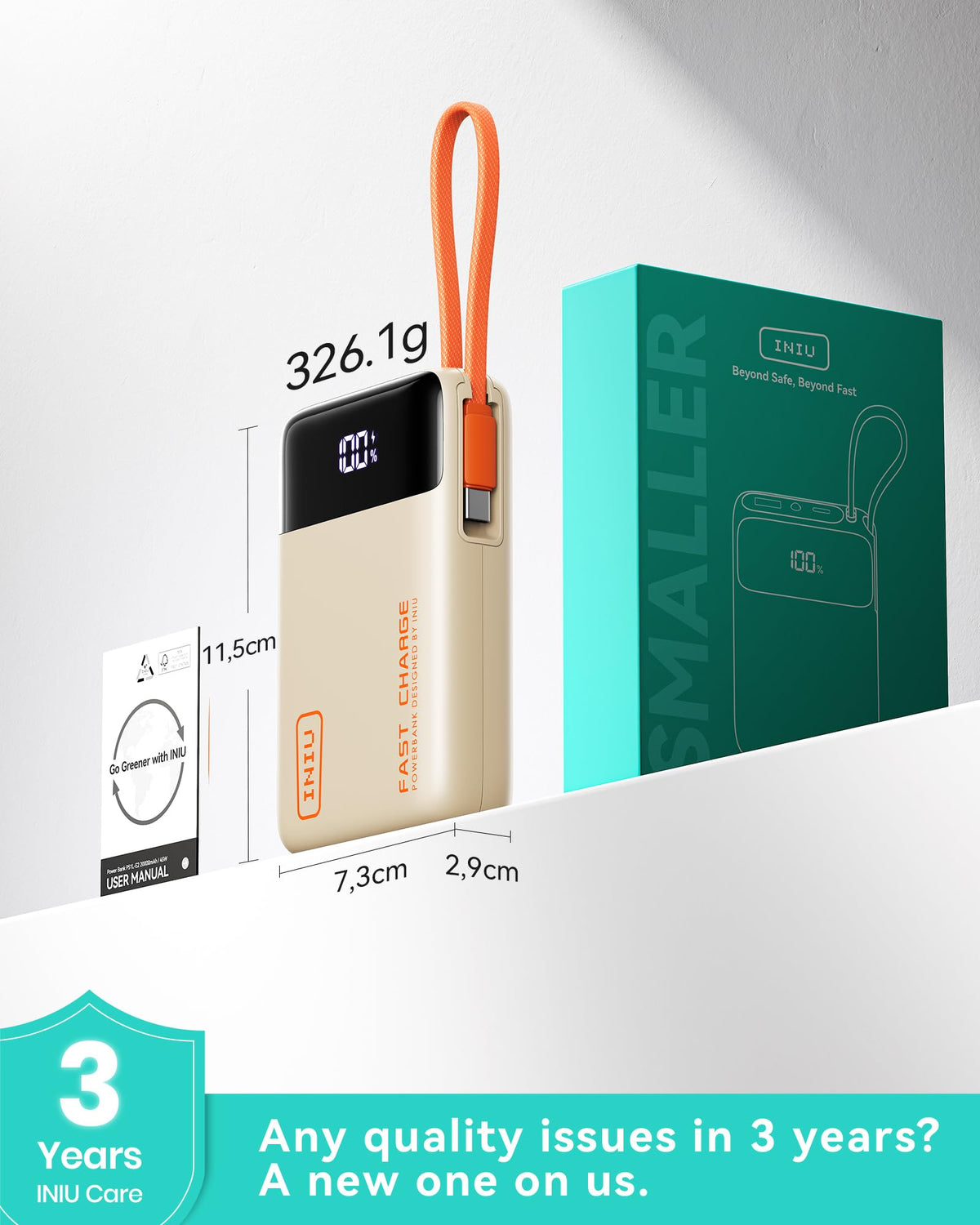 INIU 20000mAh Power Bank, Smaller 45W Fast Charging Travel Portable Charger
