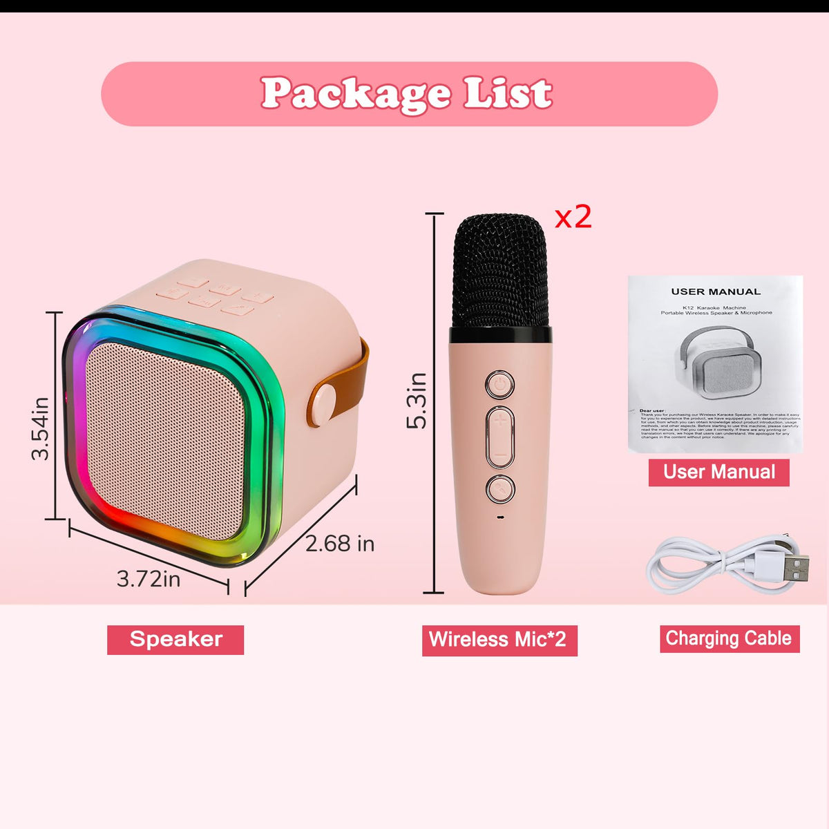 Mini Karaoke Machine for Kids Adults, Speaker with 2 Wireless Microphones 🍁 All In One Marketplace Canada