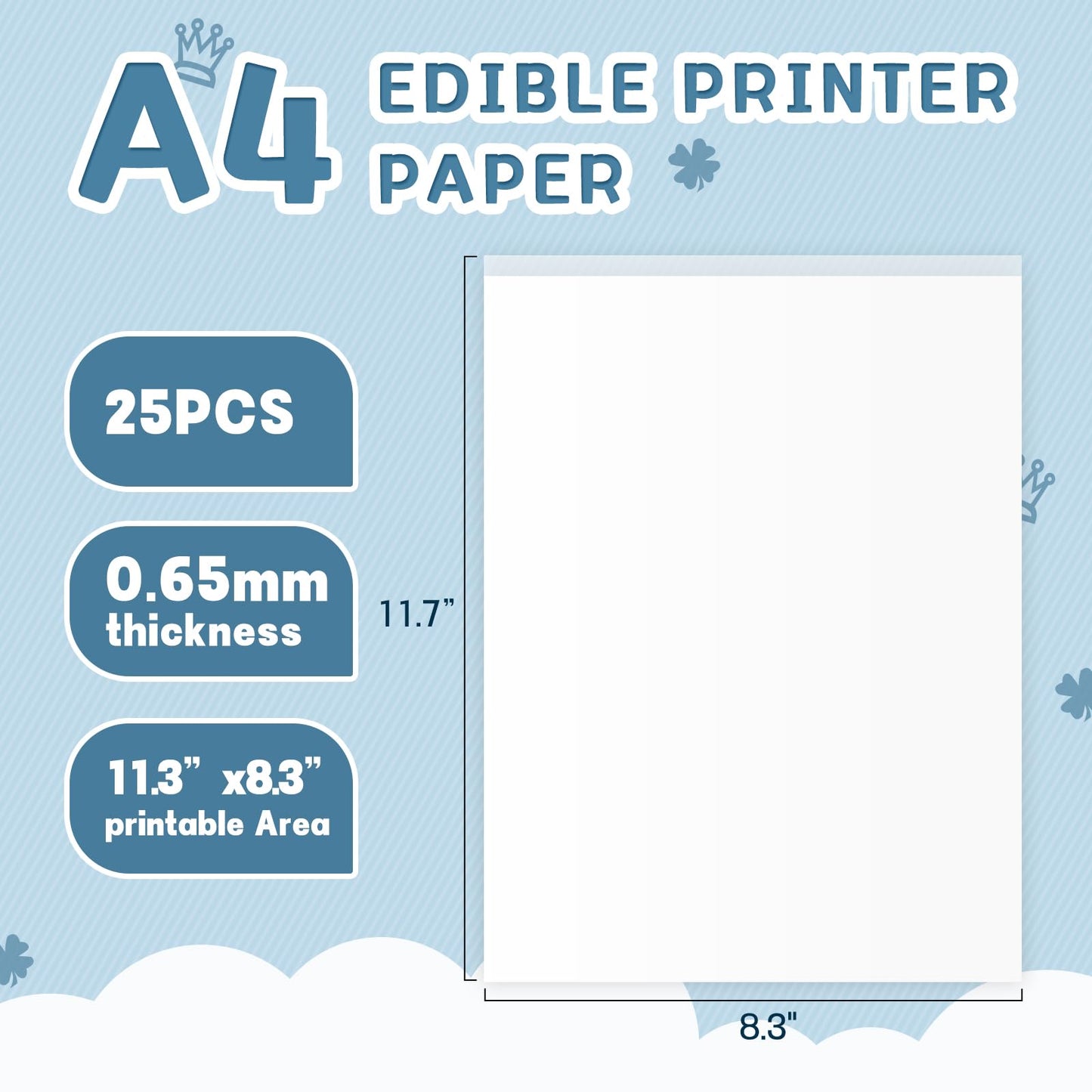 FUTEBO Edible Paper A4 (25 Sheets) - Frosting Sheets for Cake & Cupcake Printing