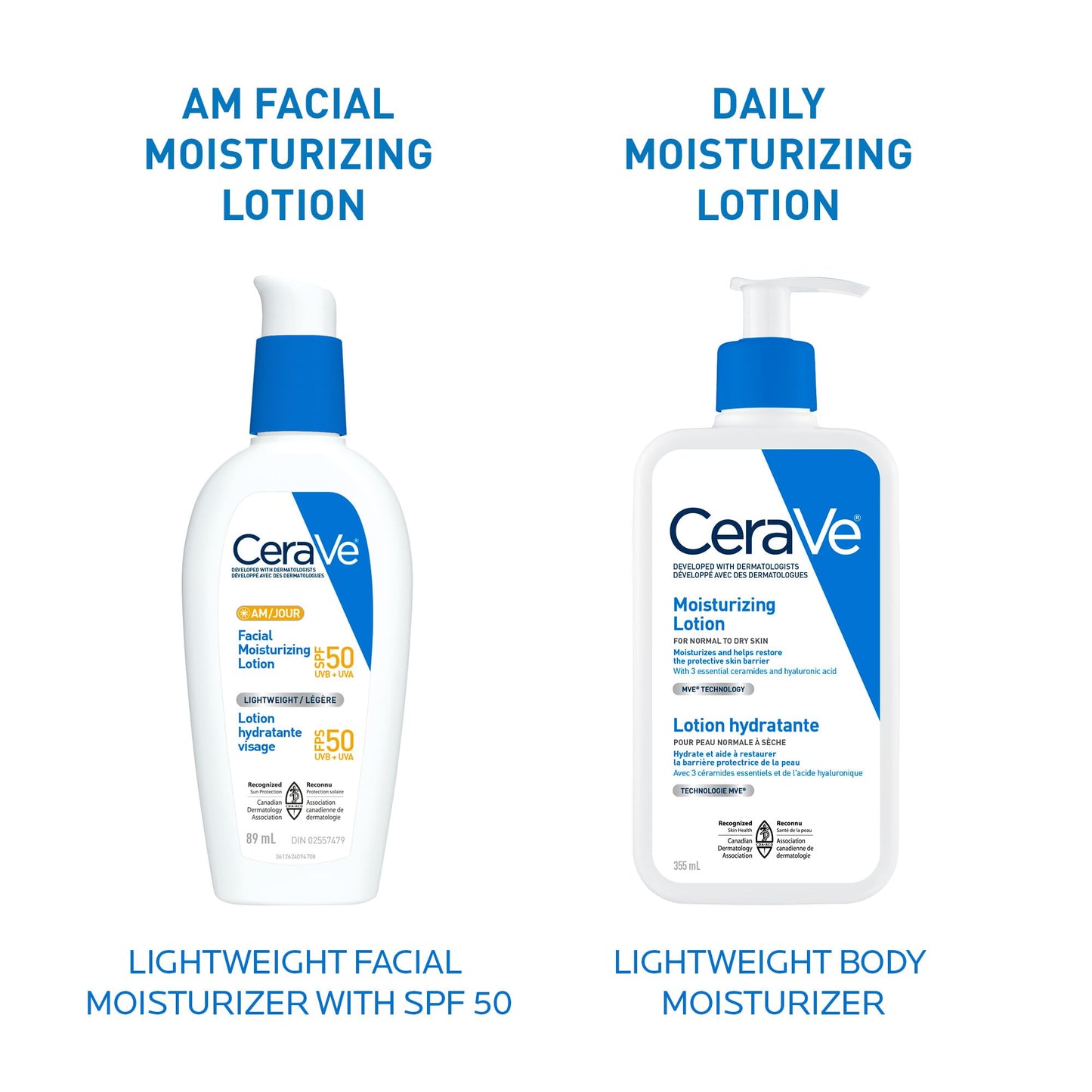 CeraVe AM Face Moisturizer SPF 50, Facial Moisturizing Lotion with Sunscreen, Hyaluronic Acid & Niacinamide, Broad Spectrum UVA+UVB Protection, No White Cast, Recommended by Dermatologists, 89mL