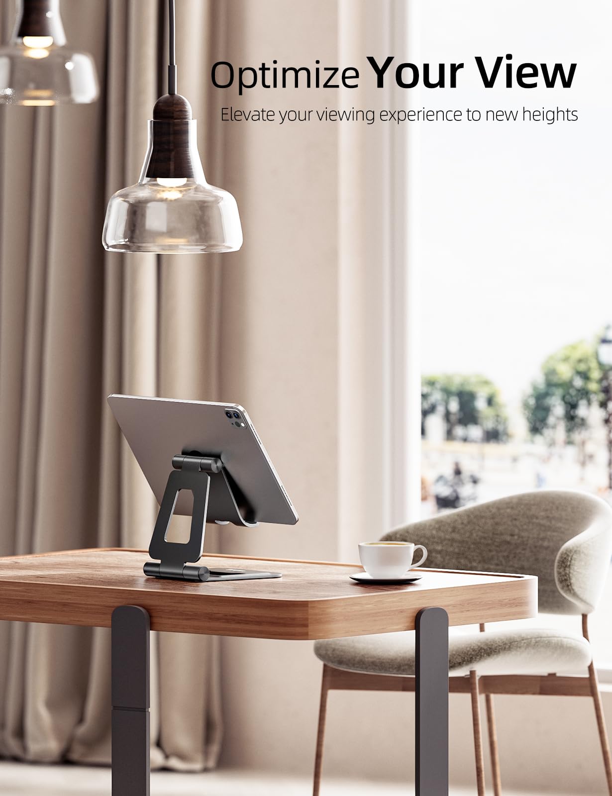 Nulaxy Aluminum Dual Foldable iPad Stand, Fully Adjustable Desktop Tablet Holder, iPad Accessories Office Compatible with 4-11" Mobile Devices Kindle, iPad Pro/Air/Mini, iPhone Pro/Max/Plus, Black