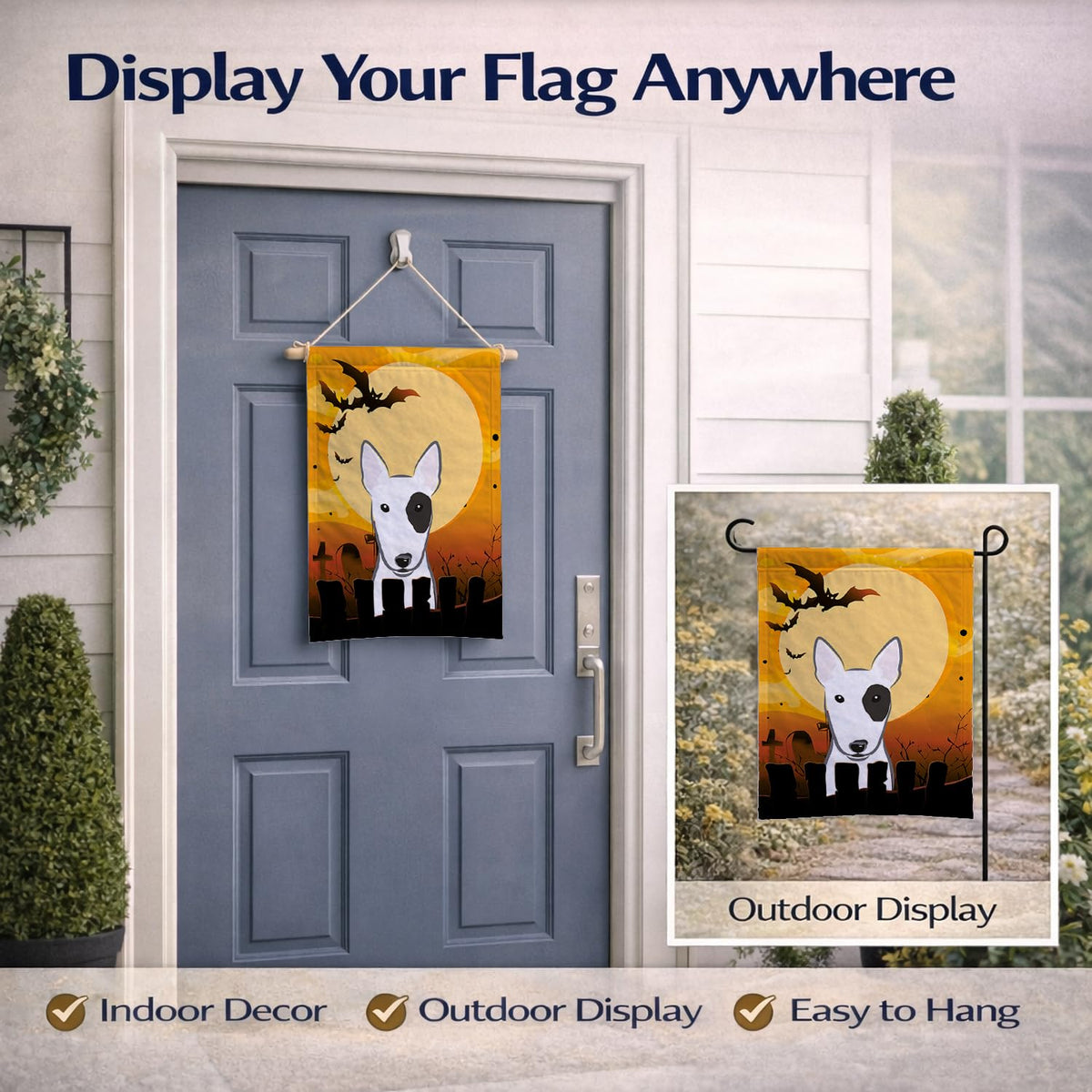 Drapeau de jardin Caroline's Treasures BB1767GF Halloween Bull Terrier, petit, multicolore